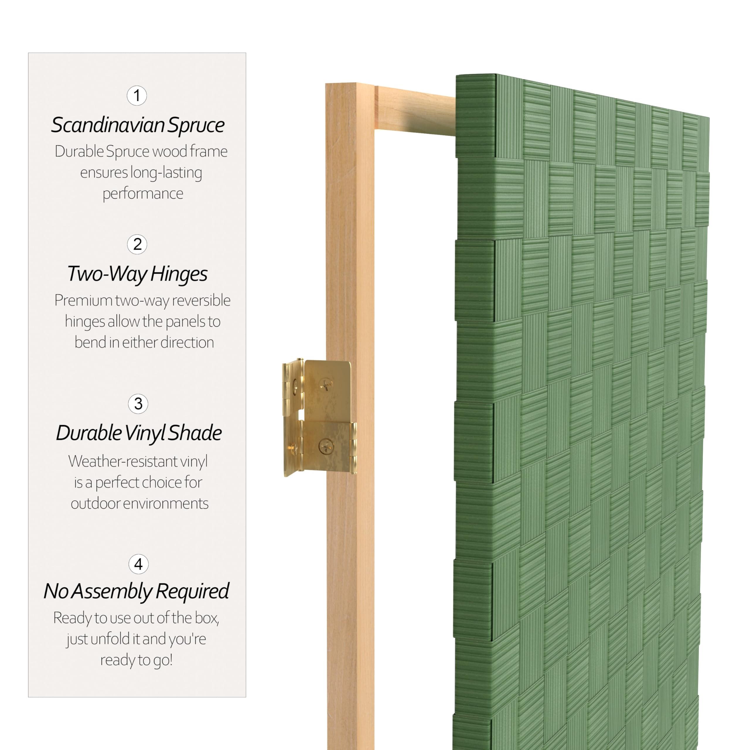 6 ft. Tall Red Lantern Woven Fiber Outdoor All-Weather 3-Panel Room Divider - Green Privacy Screen for Patio, Garden, or Balcony