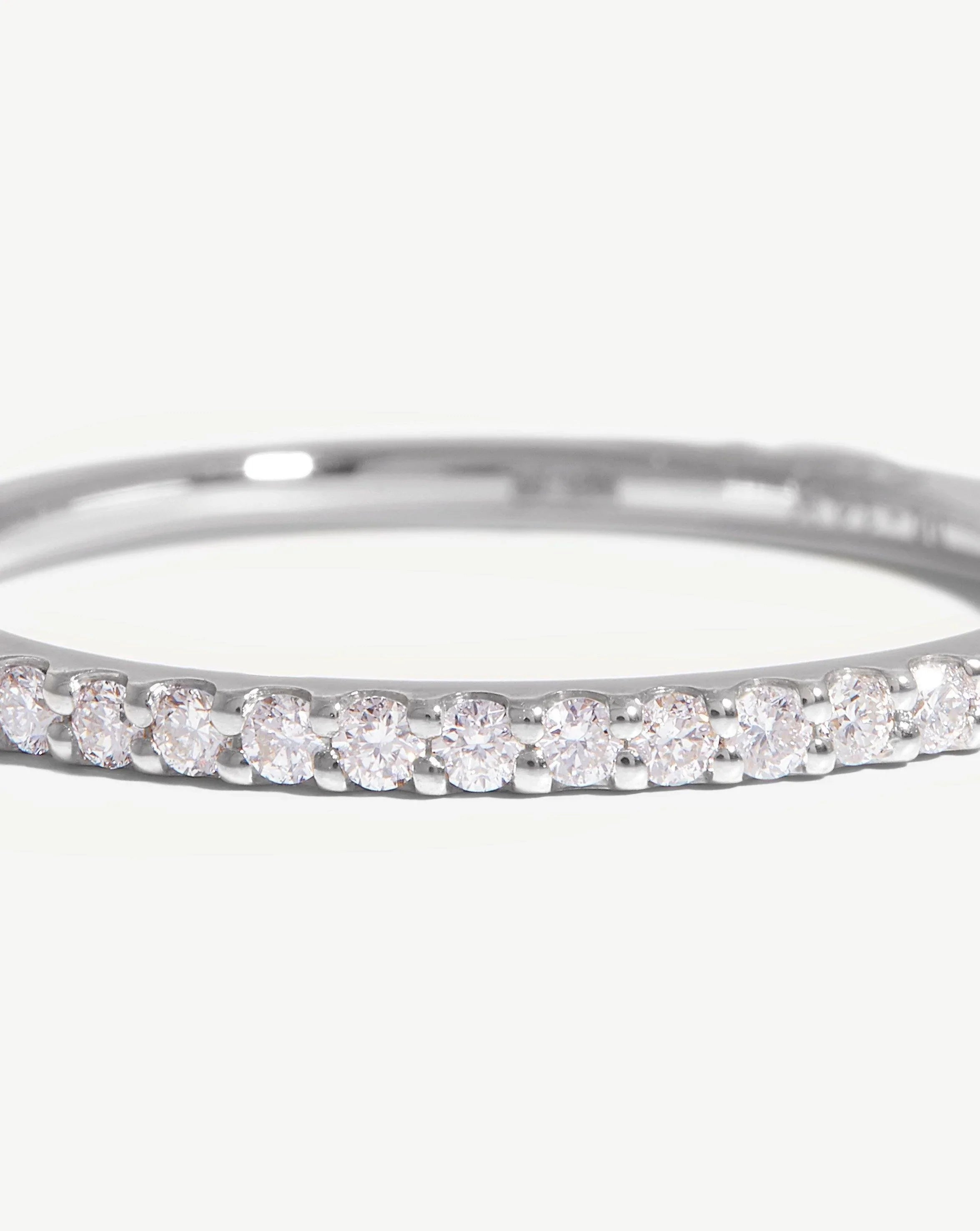 14K White Gold Diamond Eternity Ring for Women - Elegant Slim Band Wedding & Anniversary Jewelry Gift for Her