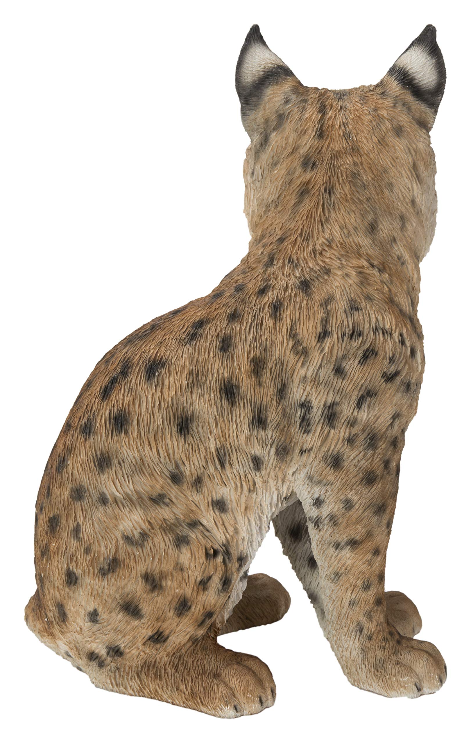 Hi-Line Gift Ltd. Sitting Bobcat Statue - Realistic Yellow and Black Decorative Figurine for Home, Office, or Garden Decor