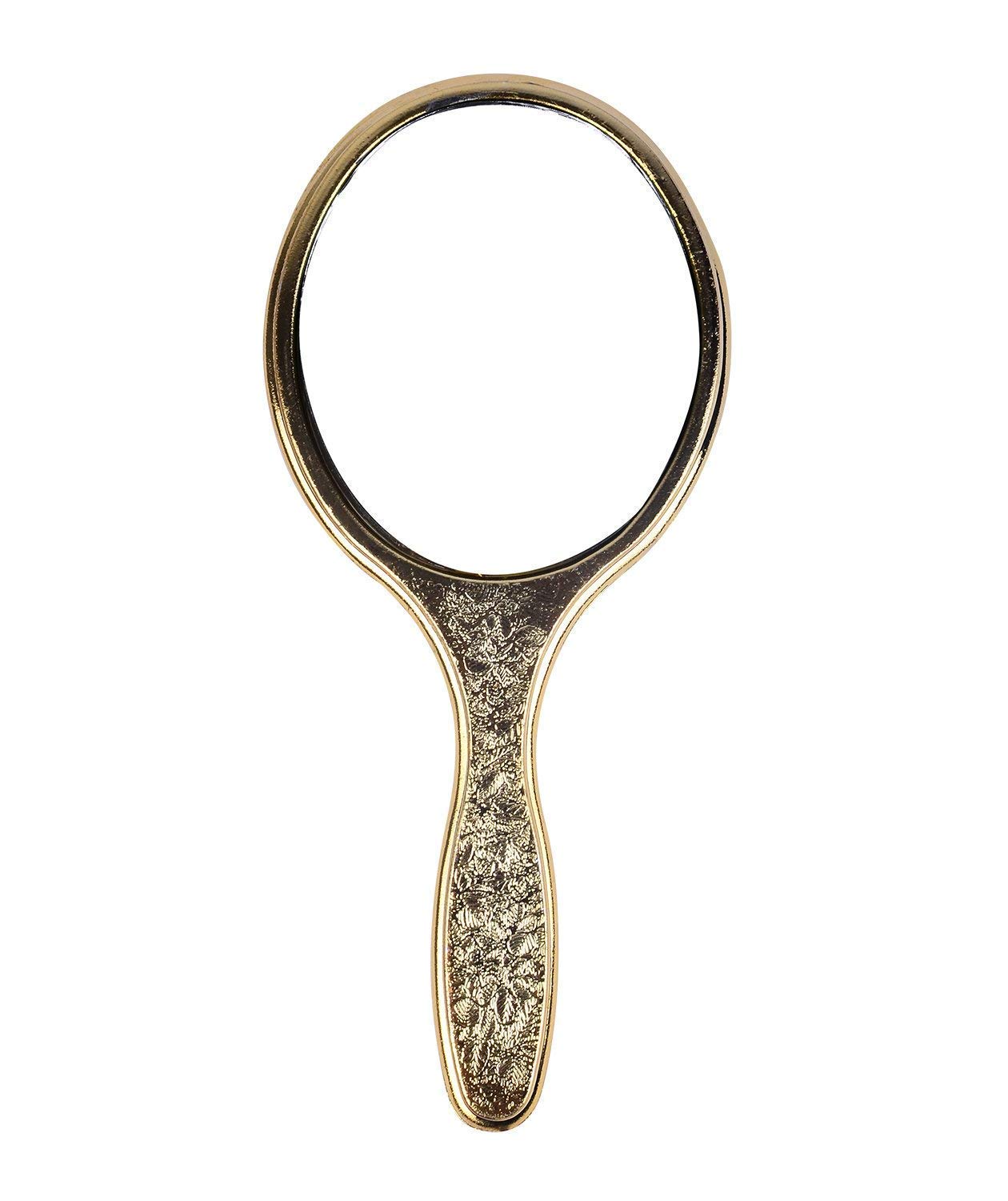 INAAYA Golden Compact Mirror for Purse - 15g Lightweight Travel Makeup Mirror with Stand, Perfect for Desk, Shaving, Touch-ups & On-the-Go Beauty (Pack of 1) - Ideal for Home, Office, Travel & Gift Giving