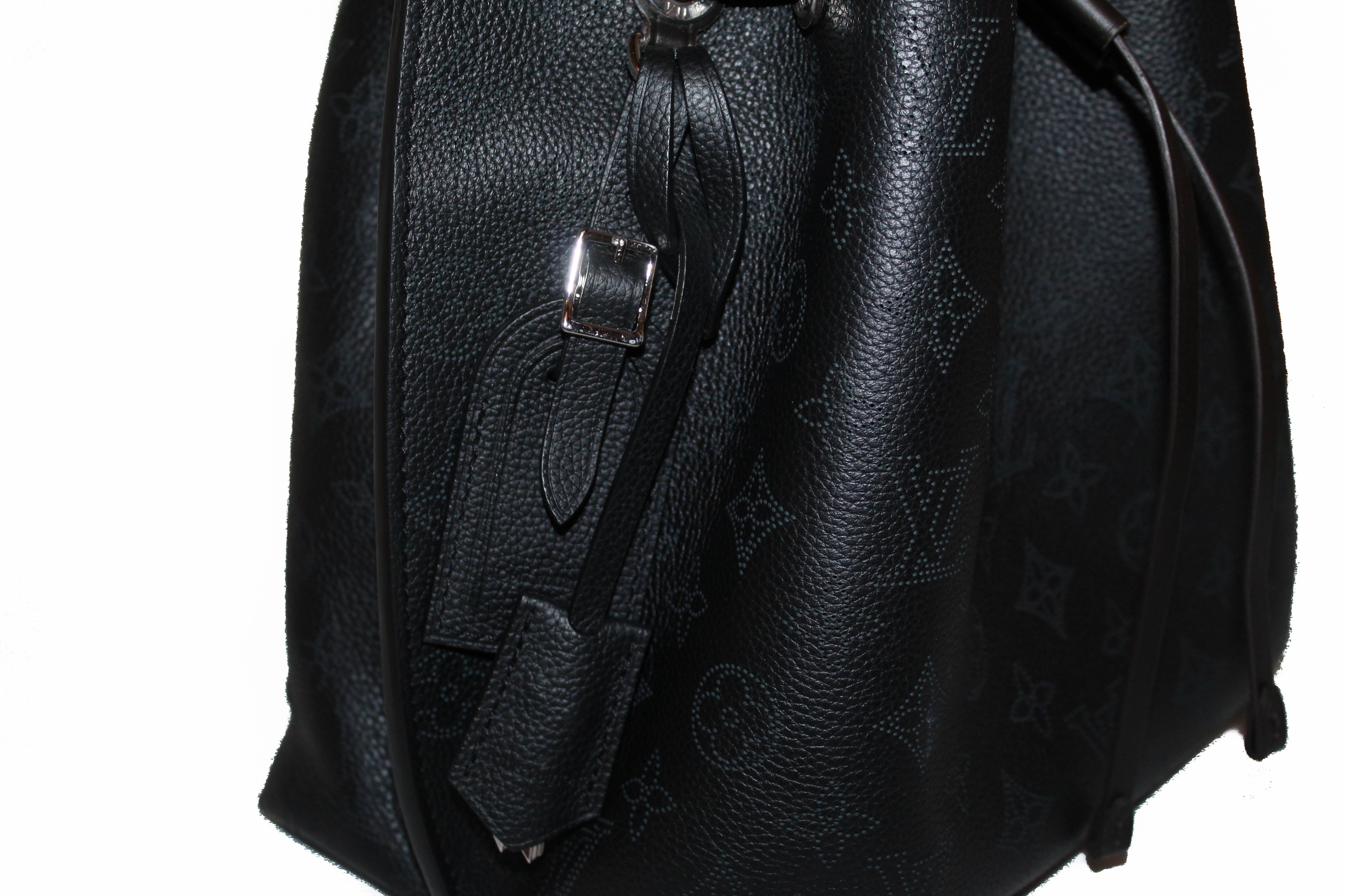 Authentic Louis Vuitton Black Mahina Perforated Leather Muria Shoulder Bag for Women - Luxury Designer Handbag for Work, Travel & Evening Events