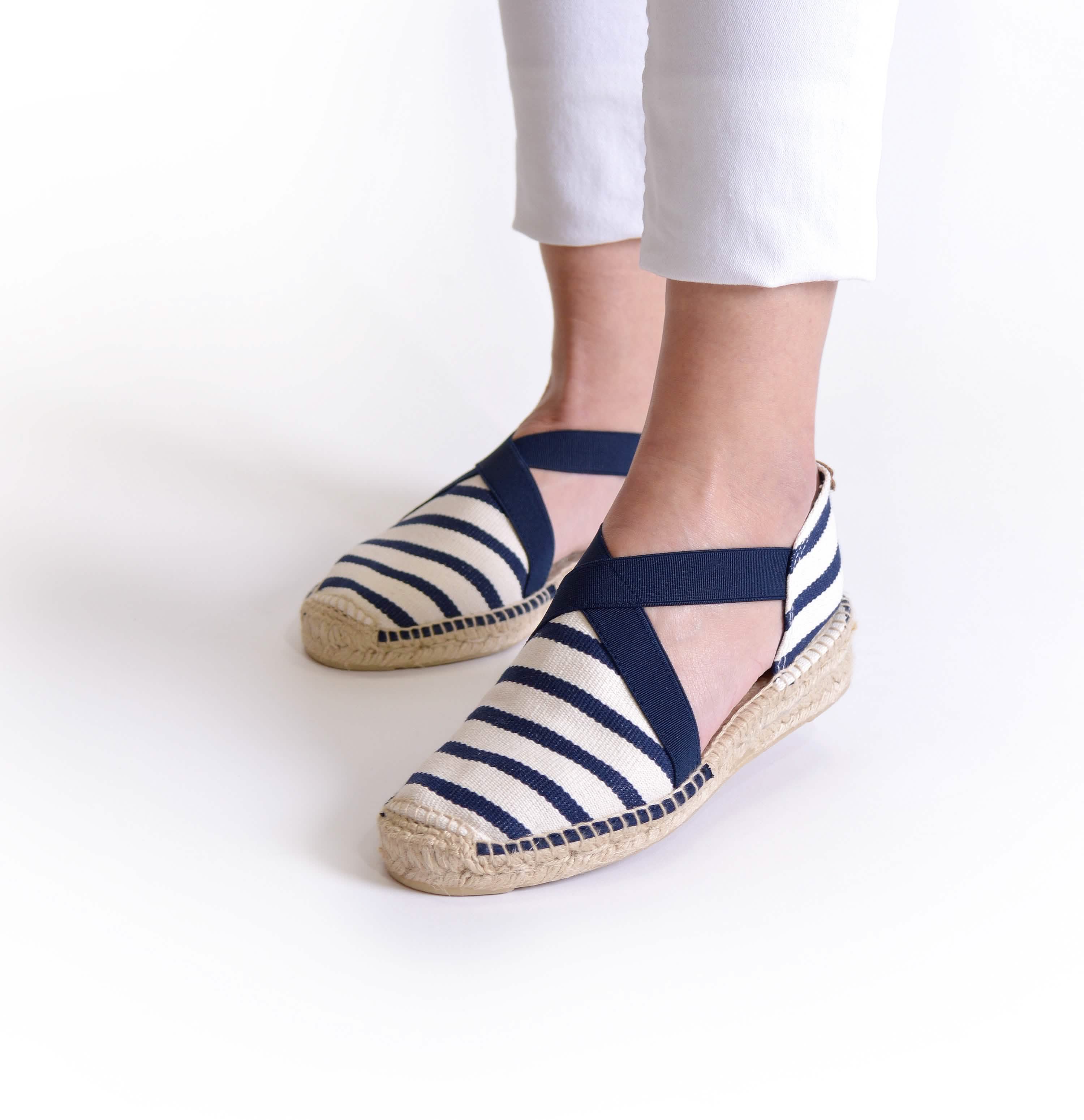 Women's Striped Cotton Blend Wedge Espadrille Shoes - Comfortable Summer Casual Flats for Beach, Vacation & Everyday Wear
