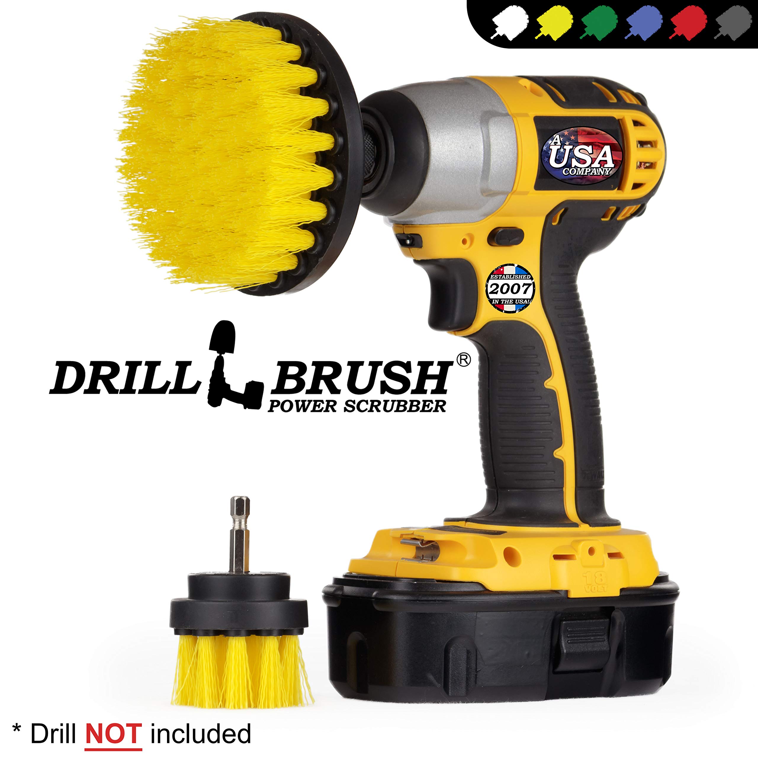 Drill Brush Kit for Cleaning - Power Scrubber Brush Set with Attachments for Bathroom, Shower, Bathtub & Grout - Heavy Duty Drill Brush Accessories for Deep Cleaning Bath Mats & Tiles