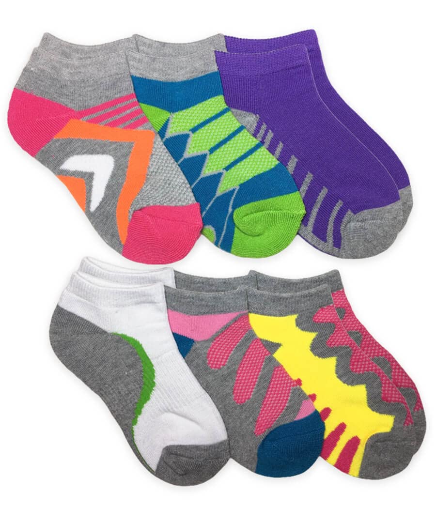 Jefferies Girls' Tech Sport Low Cut Socks 6 Pack - Breathable Athletic Socks for Running, Gym & Everyday Wear