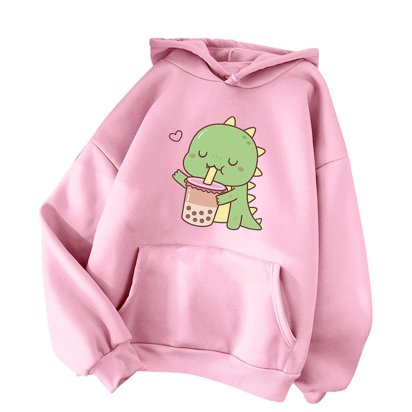 Women's Cute Dinosaur Hoodie - Long Sleeve Cartoon Graphic Pullover Sweatshirt for Teens Girls | Casual Outfit, School Wear & Street Fashion