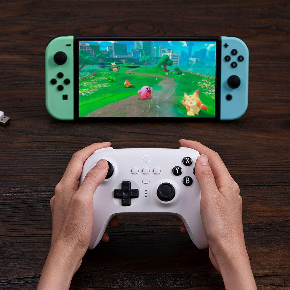 8Bitdo Ultimate Bluetooth Controller with Charging Dock - Wireless Pro Gamepad with Hall Effect Joystick for Nintendo Switch, PC Windows & Steam Deck | Ergonomic Design for Long Gaming Sessions (White)