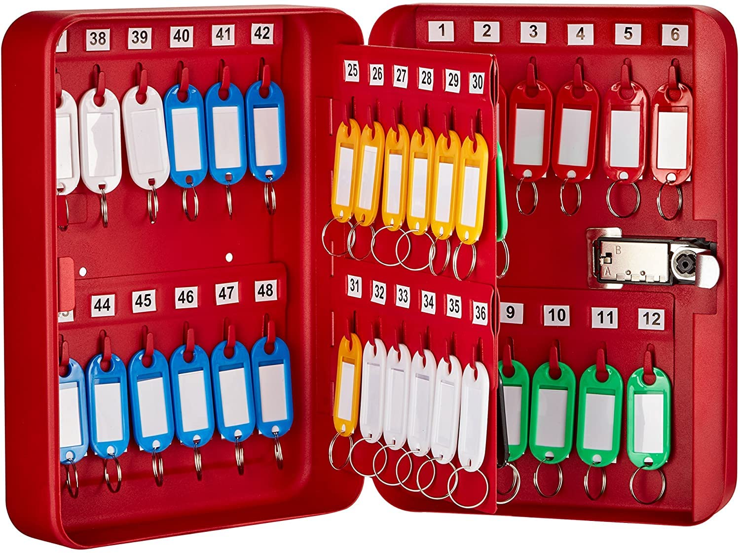 48-Key Wall Mount Steel Key Storage Cabinet with Lock - Secure Metal Key Organizer Box (10