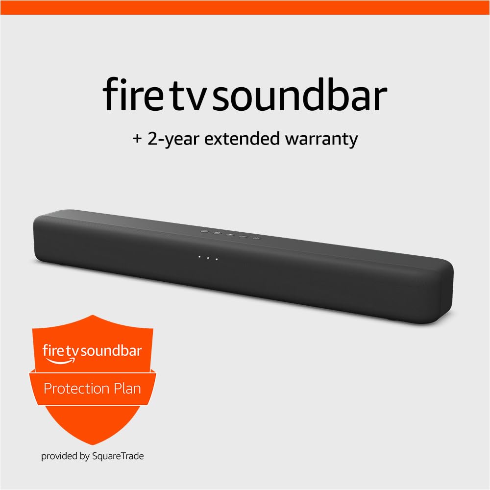Amazon Fire TV Soundbar with Dolby Audio - 2-Year Extended Warranty - Perfect for Home Theater & Streaming Entertainment