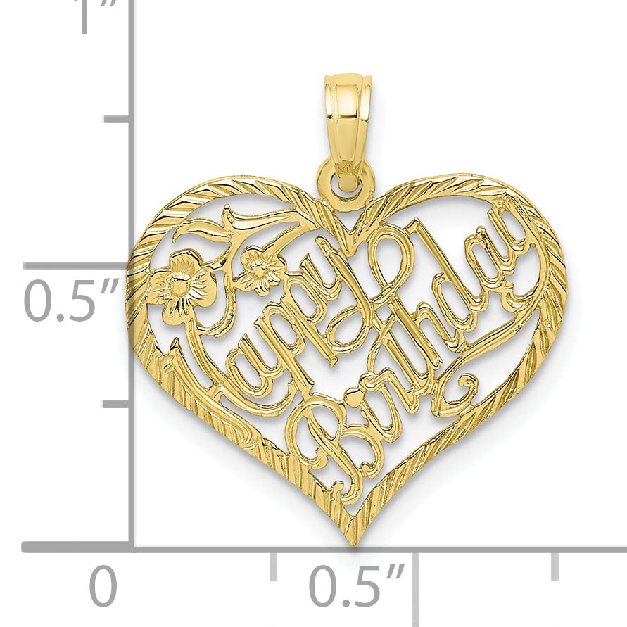10K Yellow Gold Solid Happy Birthday Heart Pendant - Elegant Birthday Gift for Women, Perfect for Anniversary, Valentine's Day & Special Occasions