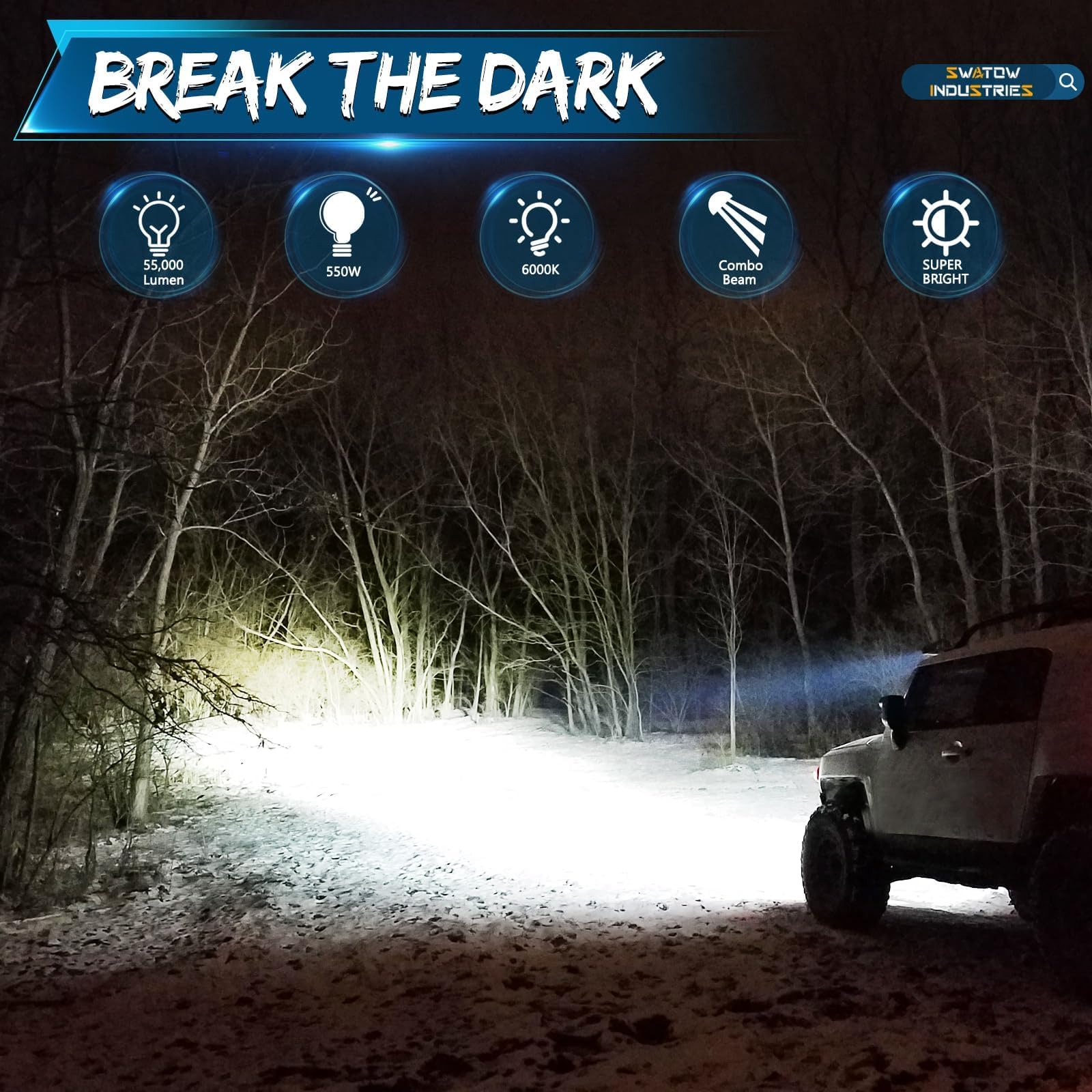550W 50 Inch LED Light Bar - Spot Flood Combo Off-Road Driving Lights with Wiring Harness & Black Cover - Universal Fit for Wrangler, F-150, Toyota, Chevy, Ram Trucks, Pickups, SUVs & UTVs - Perfect for Night Off-Roading, Camping & Emergency Lighting