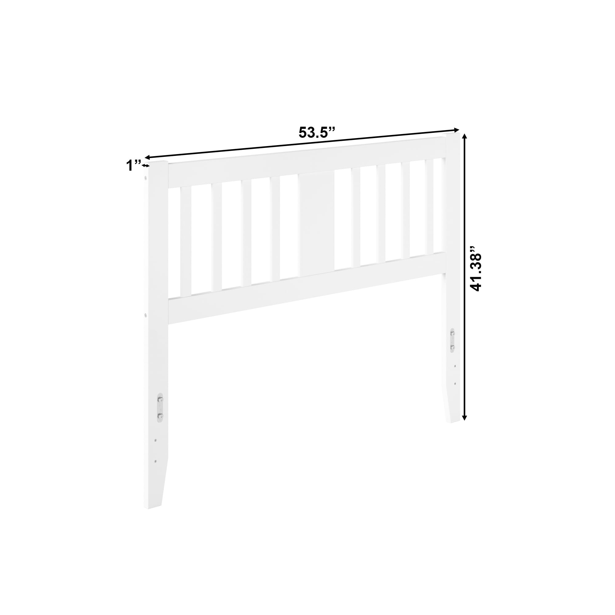 AFI Tahoe Solid Wood Slatted Headboard with USB Charging Port - Full Size, White - Modern Bedroom Furniture for Home Decor & Guest Rooms