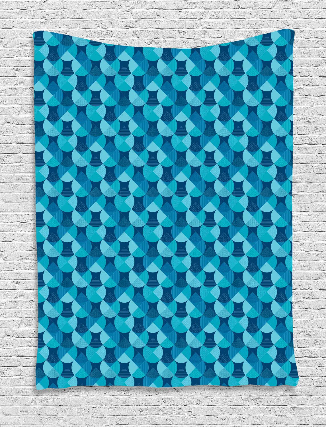 Ambesonne Circle Pattern Tapestry Wall Hanging - 40x60 Inch Round Boho Decor with Dots, Sea Blue Seafoam Color for Bedroom, Living Room, Dorm - Perfect for Bohemian Style Home Decor & Photo Backdrops
