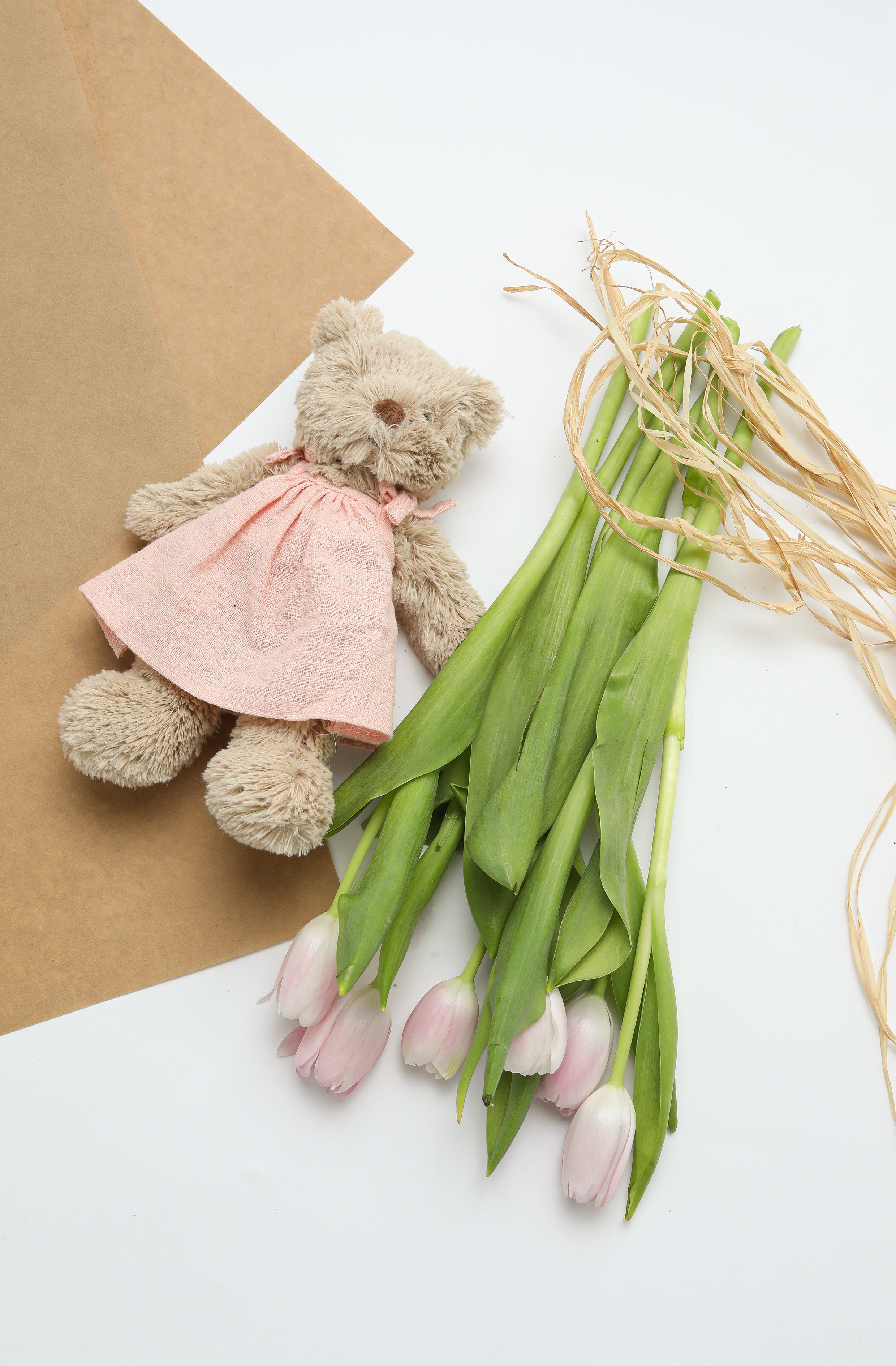 Adorable Baby Honey Bear Dress in Soft Pink - Perfect for Newborn Photoshoots, Christenings & Special Occasions