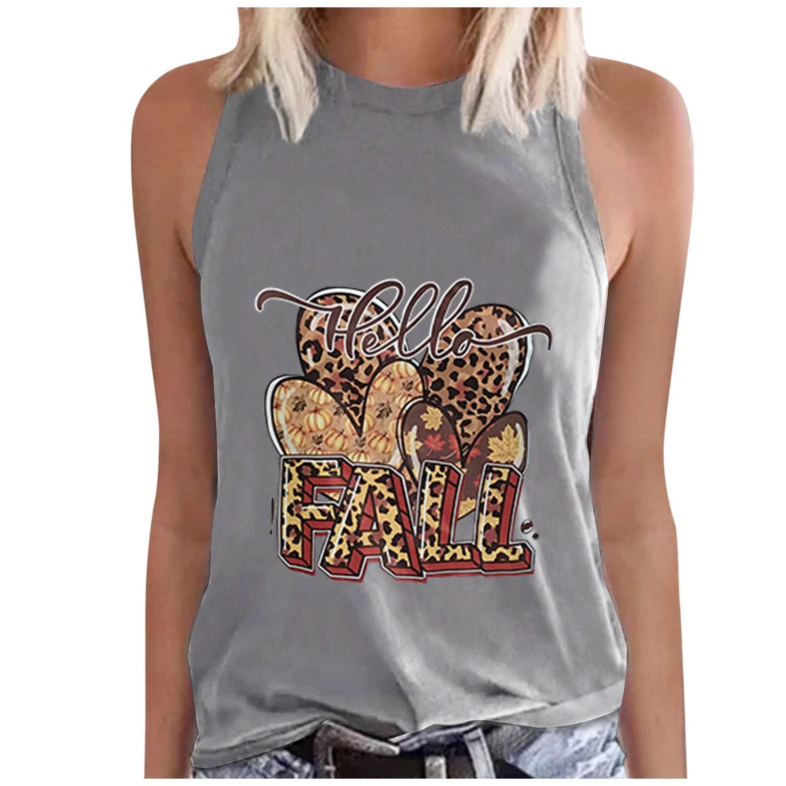 Women's Casual Monogrammed Tank Top Dress - Crew Neck Sleeveless Slim Fit Tee for Summer, Beach, Party & Vacation | Hawaiian Shirt Style in Gray