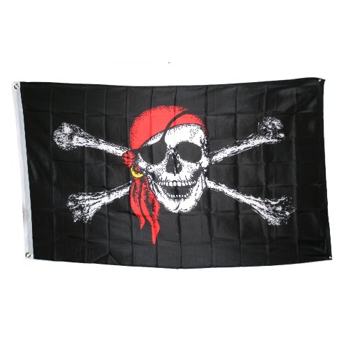 Jolly Roger Pirate Flag with Red Hat - Premium Quality Nautical Decor for Halloween, Pirate Parties & Themed Events