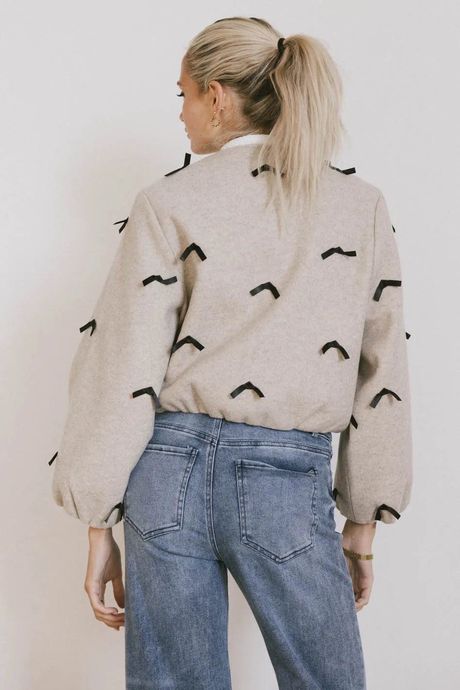 Leona Mini Bows Bomber Jacket for Women - Stylish Quilted Lightweight Coat with Bow Details | Perfect for Casual Outfits, Date Nights & Fall Fashion