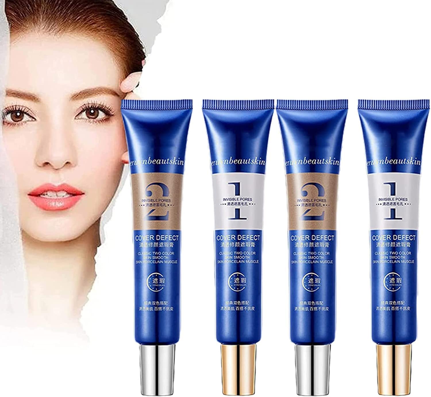 Two Tone Moisturizing Lightweight Concealer - Full Coverage Foundation & Under Eye Concealer for Women (2 Sets) | Long-Lasting, Hydrating Makeup for Daily Use & Special Occasions