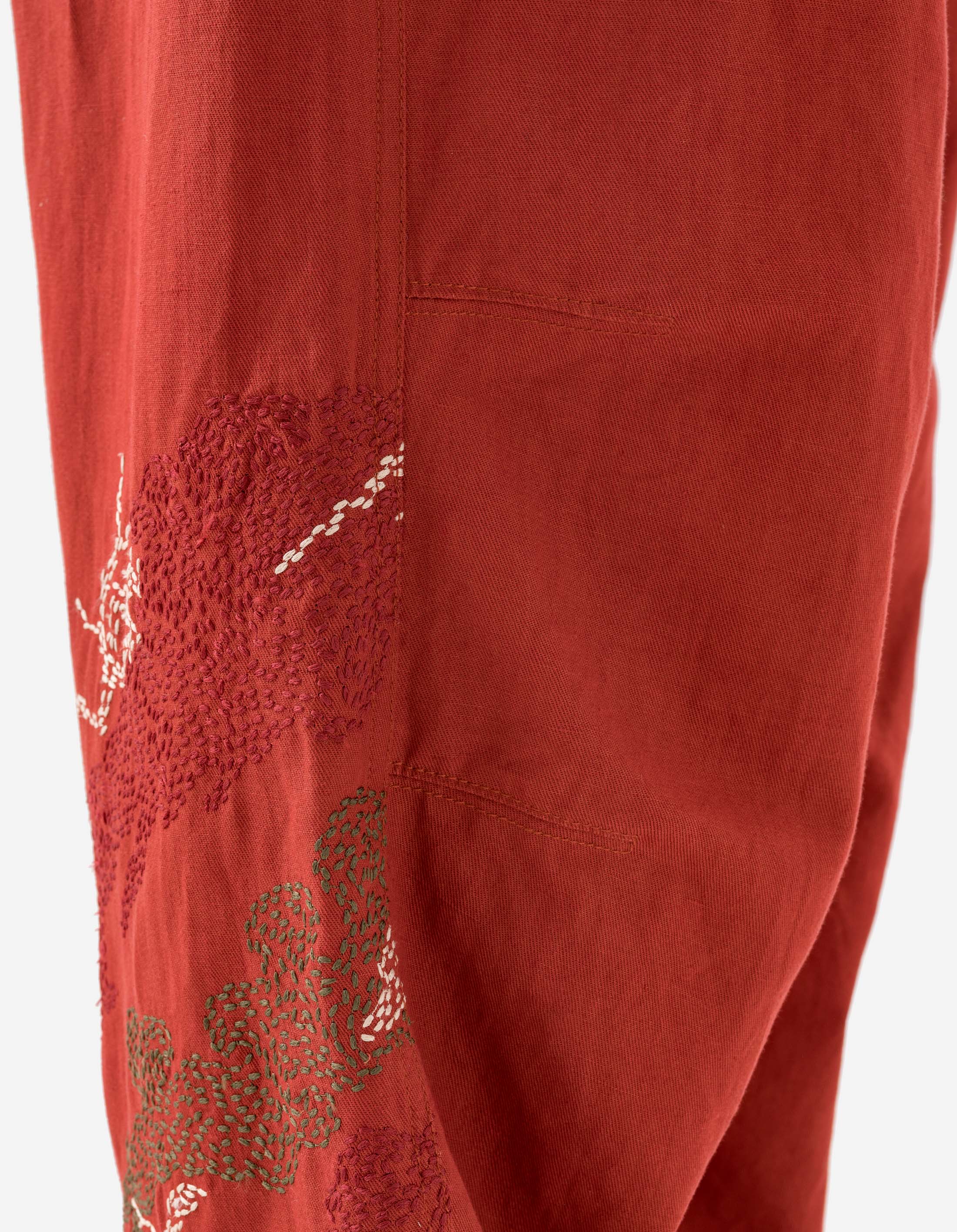 Sashiko Bonsai Track Pants for Men - Japanese Style Joggers with Redwood Color | Comfortable Lounge Pants for Yoga, Meditation & Casual Wear
