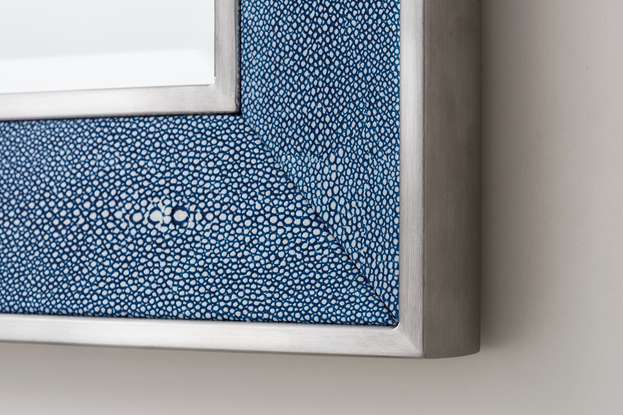 Element 28 Mirror - Silver Frame with Delft Blue Accents - Perfect for Living Room, Bedroom or Bathroom Wall Decor