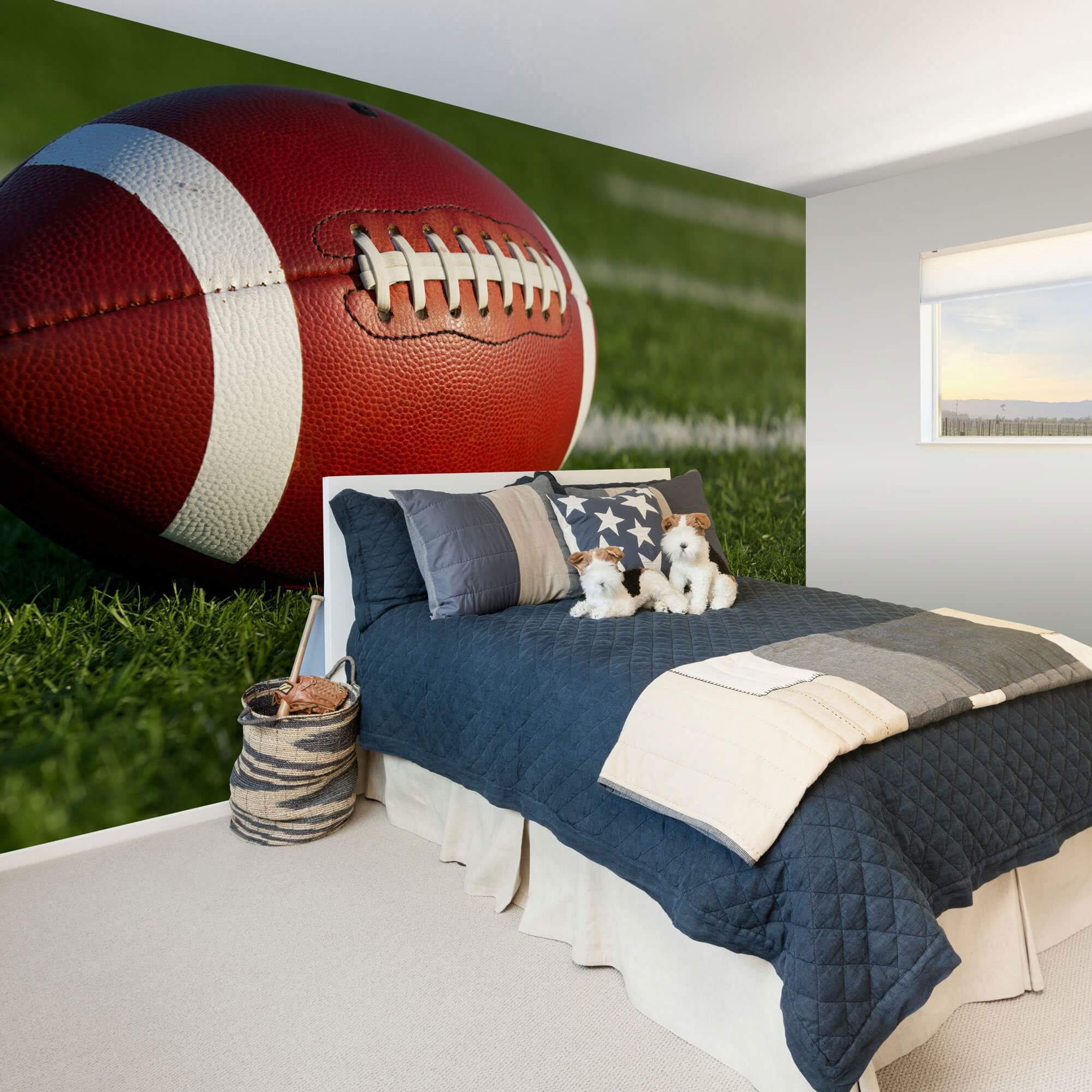 Brown Football Peel and Stick Removable Wall Mural 0853 - Self-Adhesive Sports Decor for Bedroom, Game Room & Man Cave - Easy DIY Wall Art for Football Fans