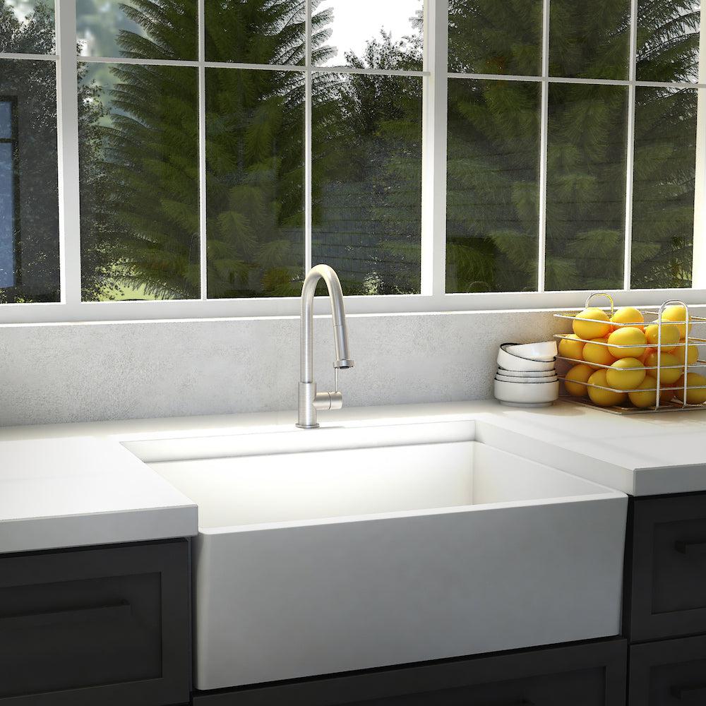 ZLINE Monet Pull Down Single Handle Brushed Nickel Kitchen Faucet - Modern High Arc Design for Easy Dishwashing & Food Prep (MON KF BN)