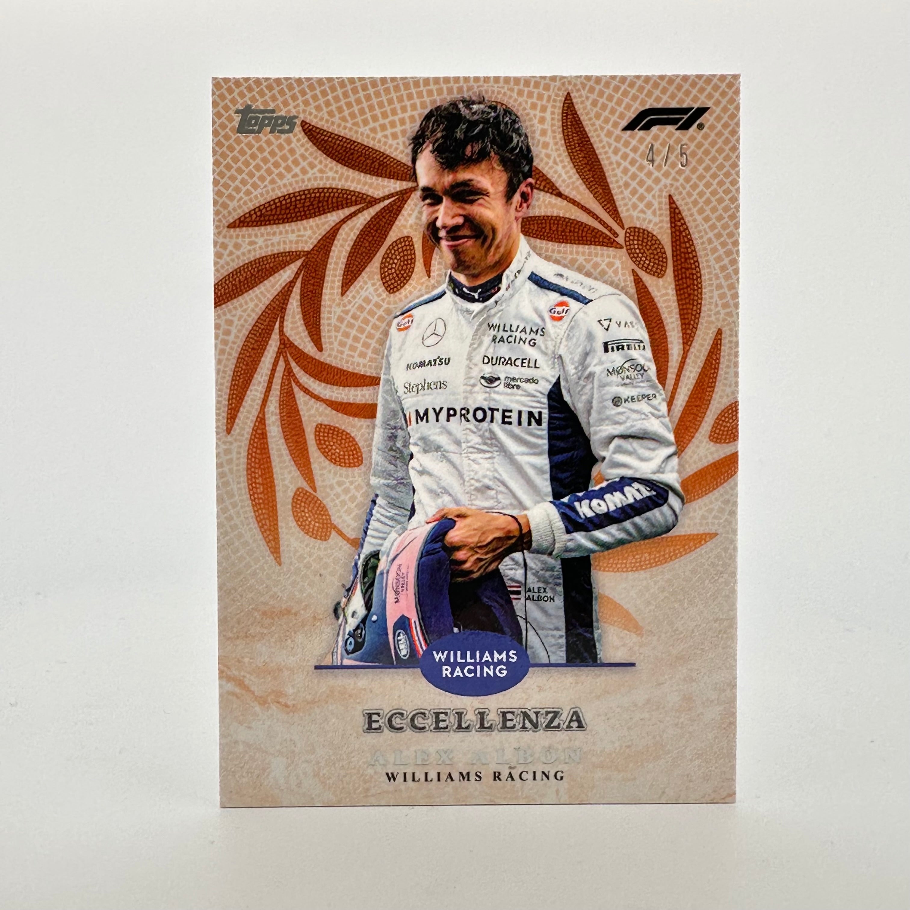 2024 Topps Eccellenza F1 Alex Albon Trionfo Orange Formula 1 Racing Card - Perfect for Collectors, Fans, and Display in Home or Office