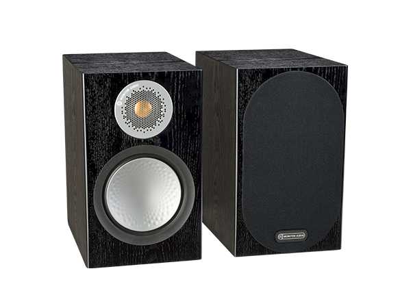 Monitor Audio Silver 50 Bookshelf Speakers - Black Oak (Pair) | High-Fidelity Home Audio System for Living Room, Home Theater & Music Studio