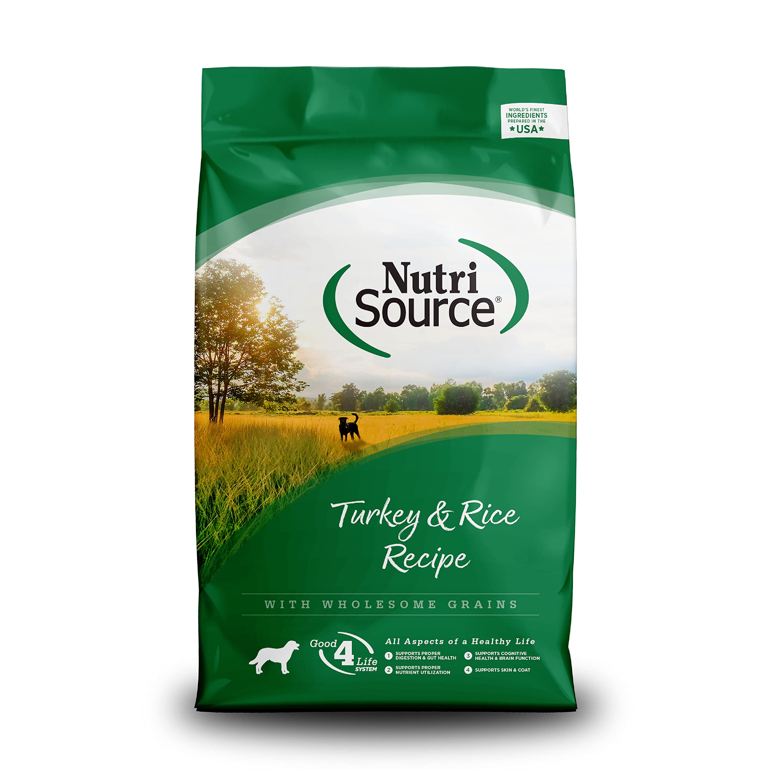 NutriSource Turkey & Rice Dry Dog Food with Wholesome Grains - 30LB Bag for Adult Dogs - High Protein Kibble for Active Pets - Perfect for Daily Meals and Training Treats