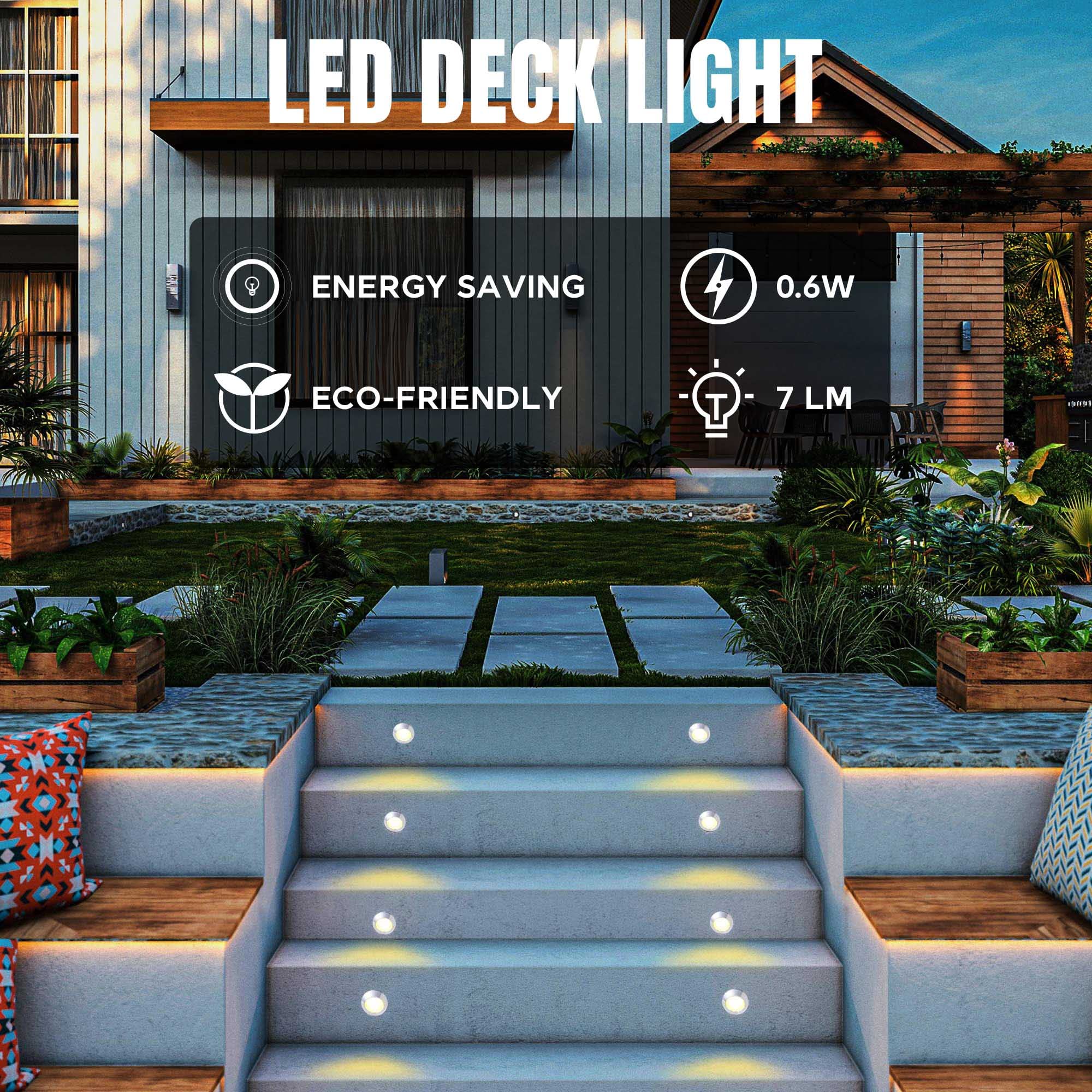 Yescom 10 Pack Solar Deck Lights, Outdoor Waterproof Step Stair Lighting, Warm White LED Garden Lights for Patio, Pathway, Yard, and Stairs – IP65 Weatherproof for Romantic Decoration & Safety