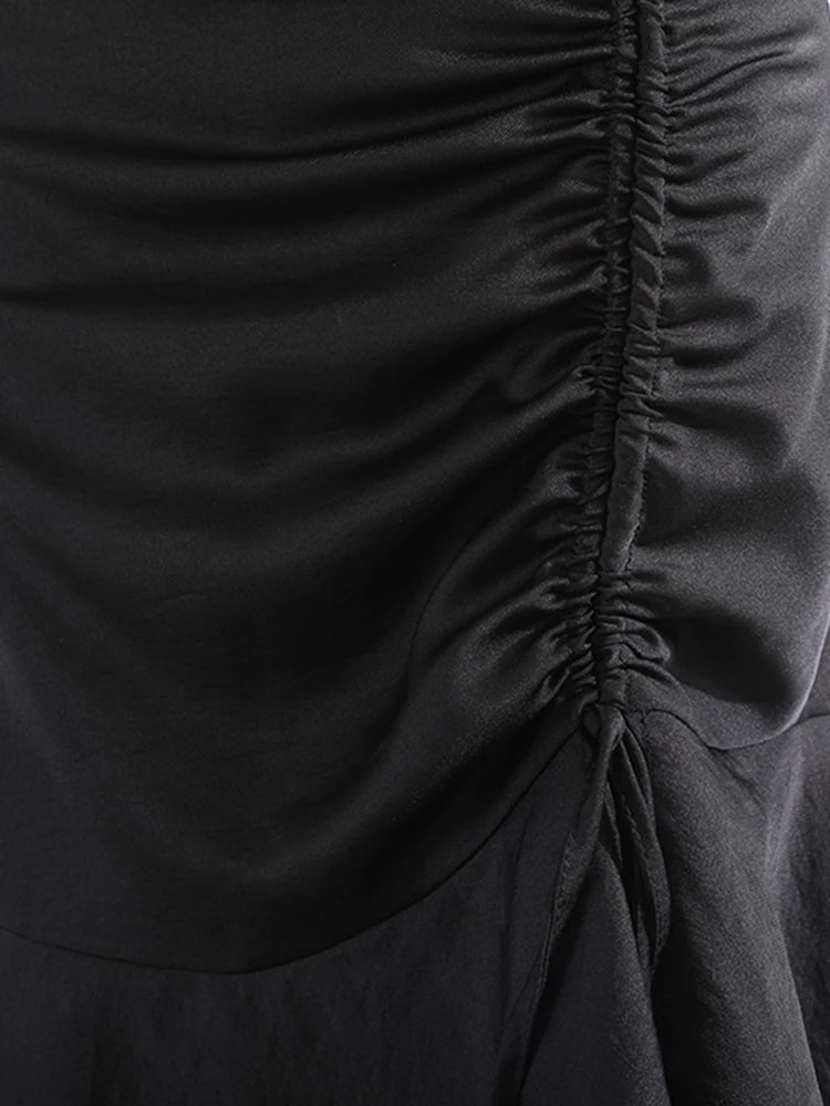 Black Patchwork Mesh Skirt for Women - High Waist Chain Tassel Loose Midi Skirt | Summer Fashion Clothing | Perfect for Parties, Dates & Casual Outfits
