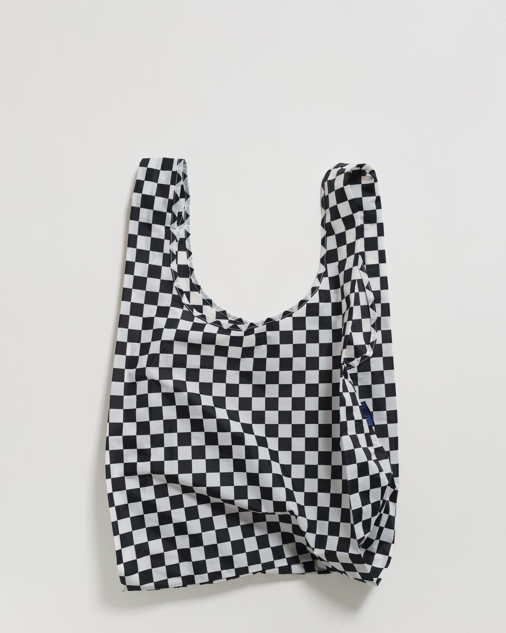 Baggu Standard Reusable Shopping Bag - Black Checkerboard Print | Eco-Friendly Grocery Tote for Shopping, Travel & Daily Use