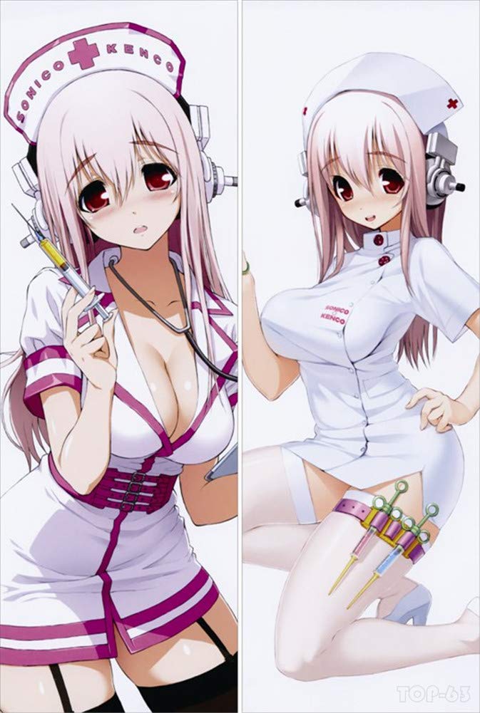 Super Sonico Anime 2-Way Tricot Body Pillow Cover 180x60cm - Soft Hugging Throw Pillow Case for Bedroom, Living Room & Anime Decor