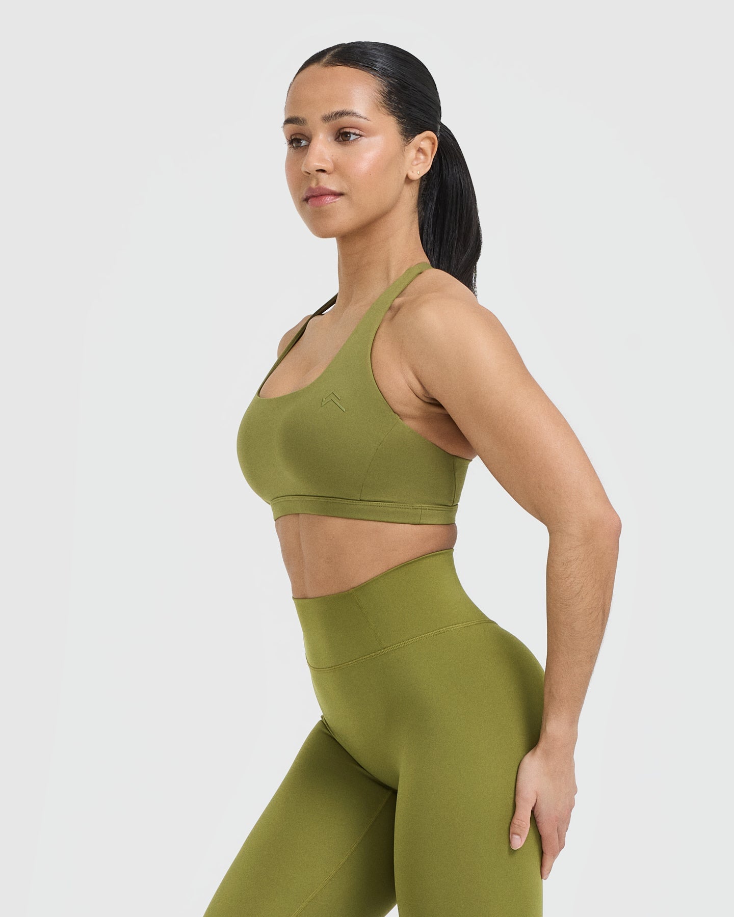 Timeless Square Neck Sports Bra for Women - Olive Green Workout Top for Yoga, Running & Gym | High Support & Comfort