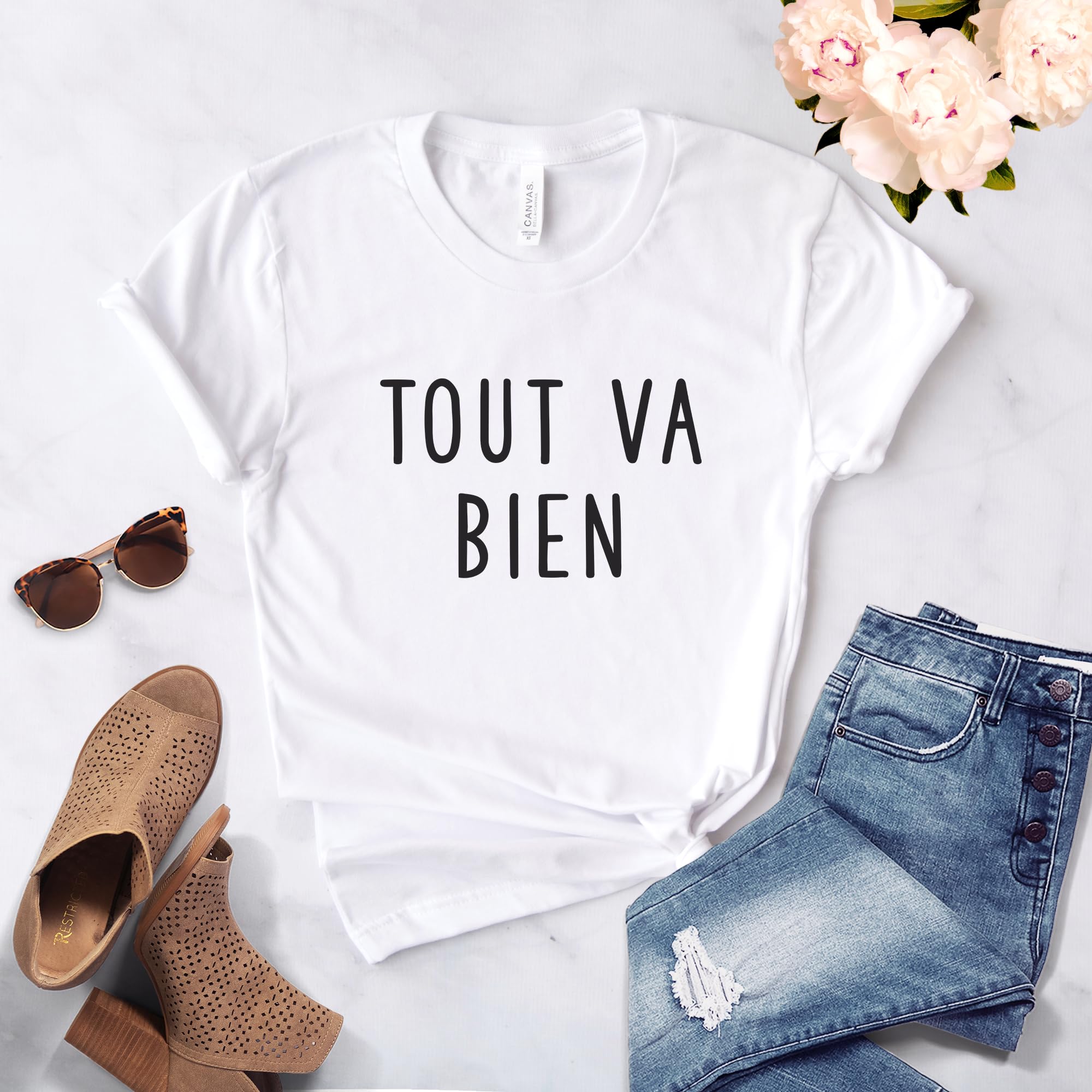 French Shirt | Tout Va Bien T-Shirt | Everything Is Fine Unisex Top | Bonjour Paris Tee | C'est La Vie Cotton Shirt | Softstyle Comfort Wear for Travel, Casual Outfits & French Culture Lovers