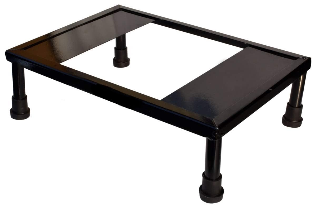 Heavy Duty Universal Microwave Oven Stand - Adjustable Kitchen Shelf for Microwave, Oven, OTG | Sturdy Metal Rack Organizer (Holds Up to 50L) - Black | Perfect for Small Kitchens, Apartments & Dorm Rooms