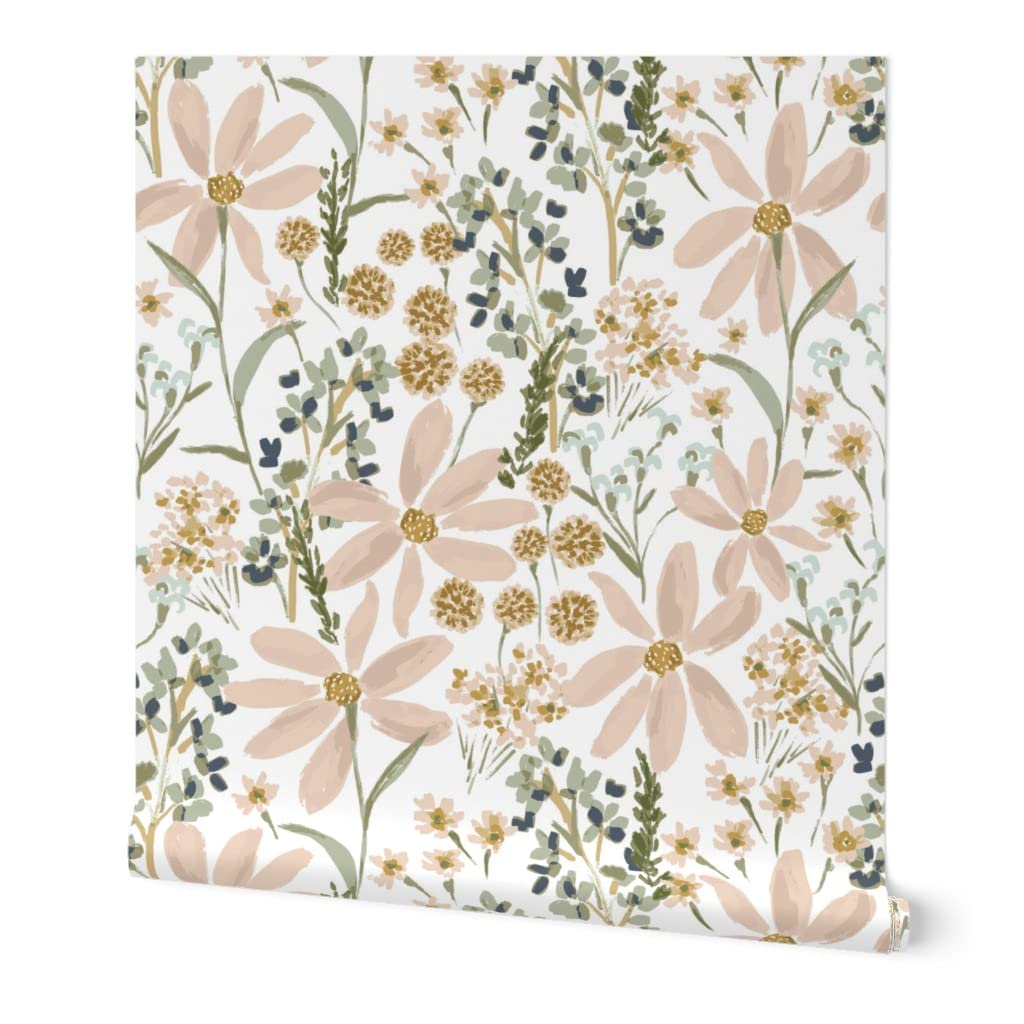 Premium Commercial Grade Wallpaper Roll 27ft x 2ft - Daisy Dreams Country Floral Pattern, Spring Summer Decor, Traditional Large-Scale Wallpaper by Spoonflower | Perfect for Bedrooms, Living Rooms, Nurseries & Home Office Decor