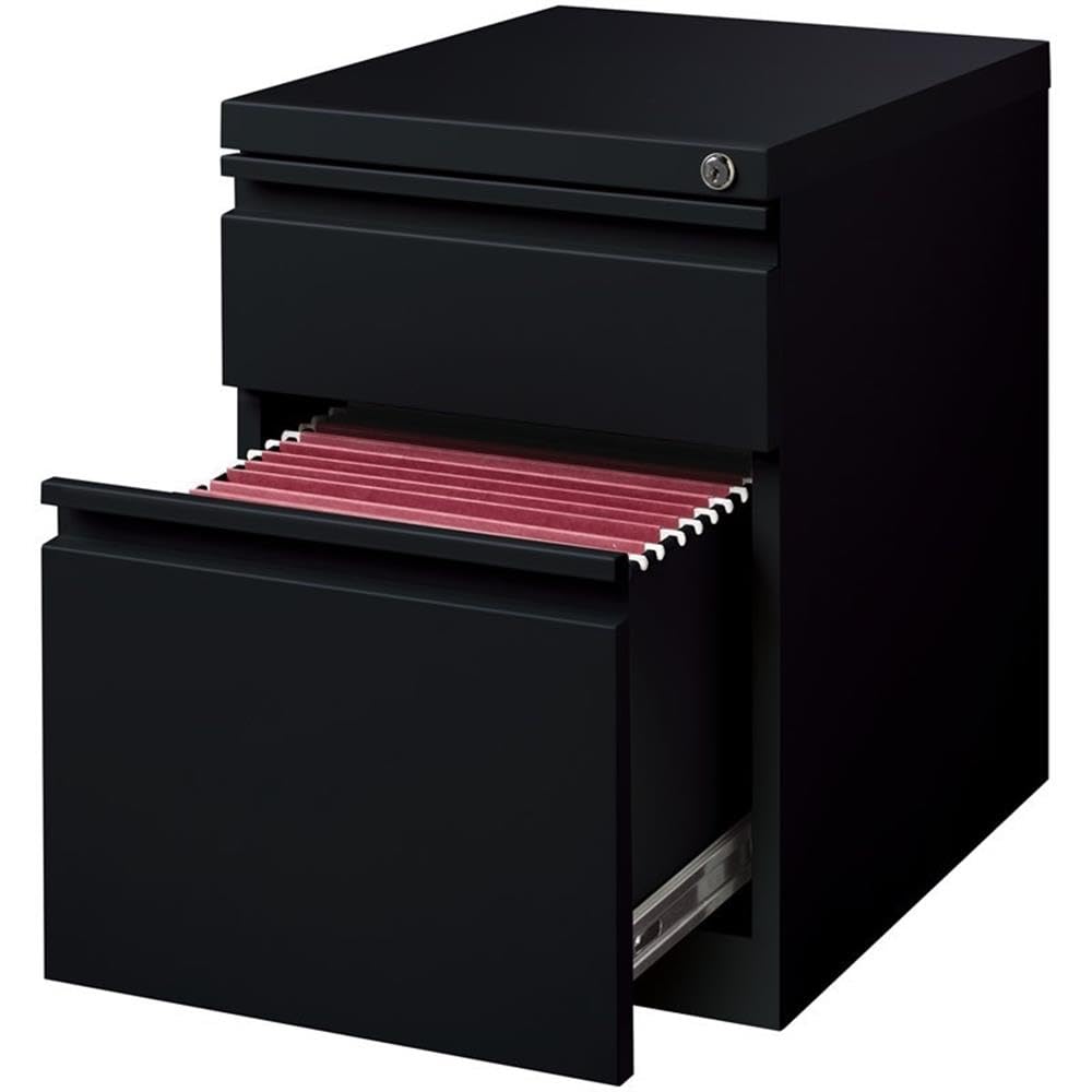 2-Drawer Mobile File Cabinet with Locking Wheels - Black Office Organizer for Home & Workspace Storage