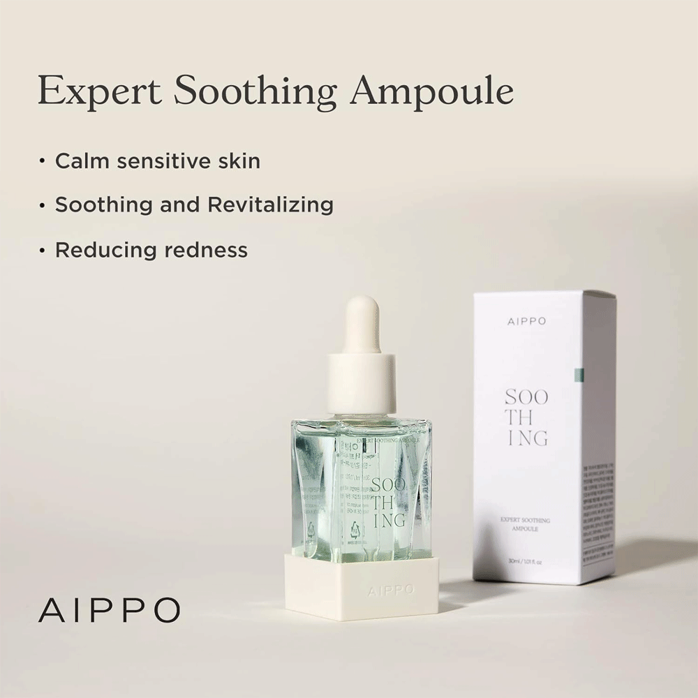 AIPPO Expert Soothing Ampoule 30ml - Hydrating Facial Serum for Sensitive Skin | Reduce Redness & Calm Irritation | Perfect for Post-Treatment Care & Daily Skincare Routine