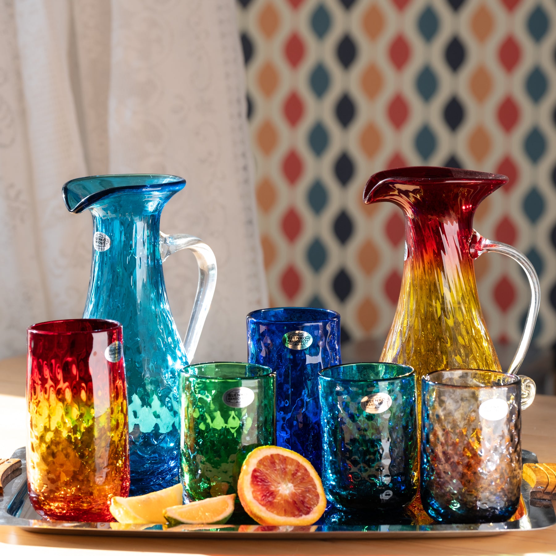 2511DP Diamond Optic Pitcher - Premium Glass Water Pitcher with Elegant Turquoise Design, Perfect for Iced Tea, Lemonade & Summer Beverages at Home or Parties
