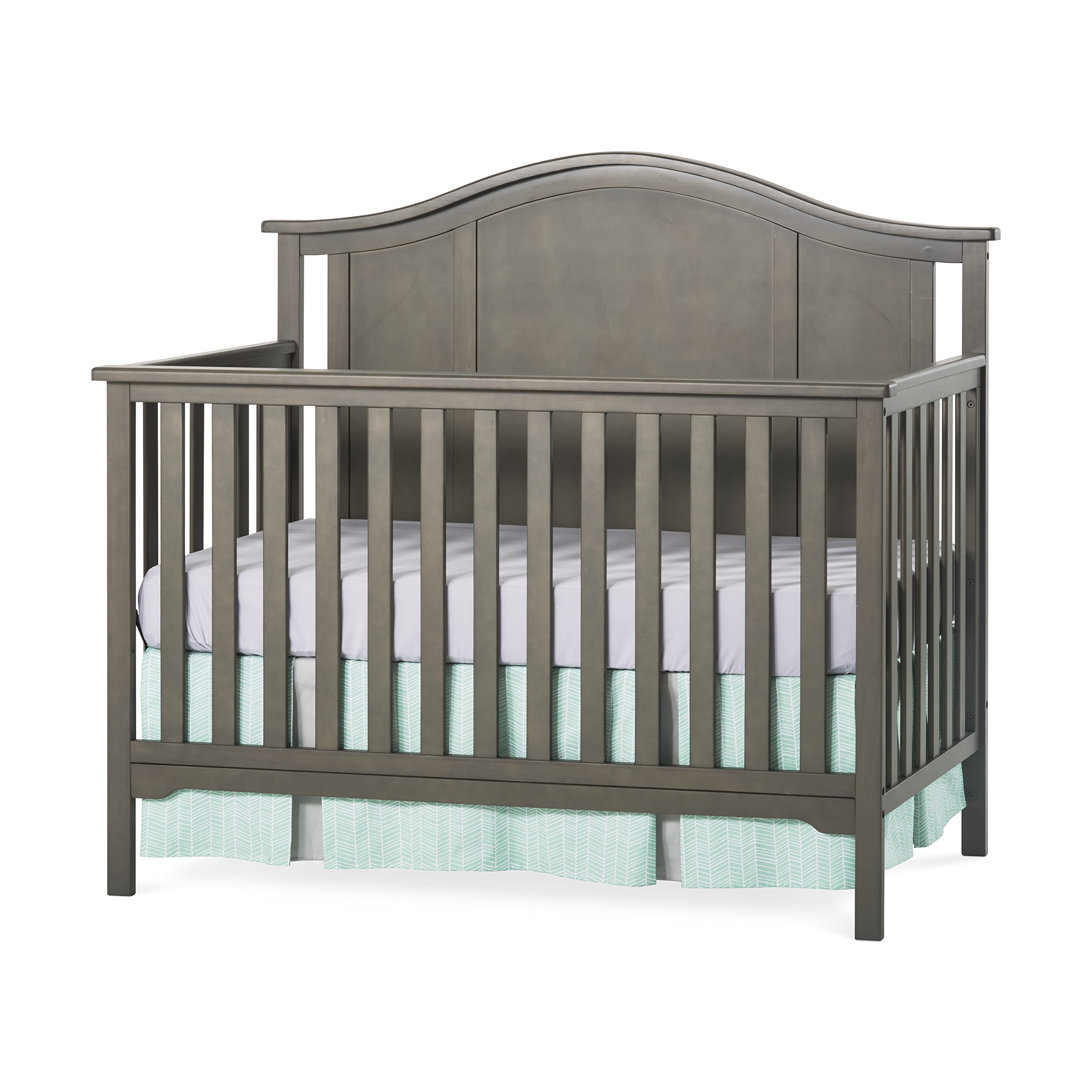 Child Craft Cottage Arch Top 4-in-1 Convertible Crib - Transforms from Crib to Toddler Bed, Daybed & Full-Sized Bed | Fits Standard Crib Mattress | Dapper Gray | Perfect for Nursery, Kids' Room & Growing Families