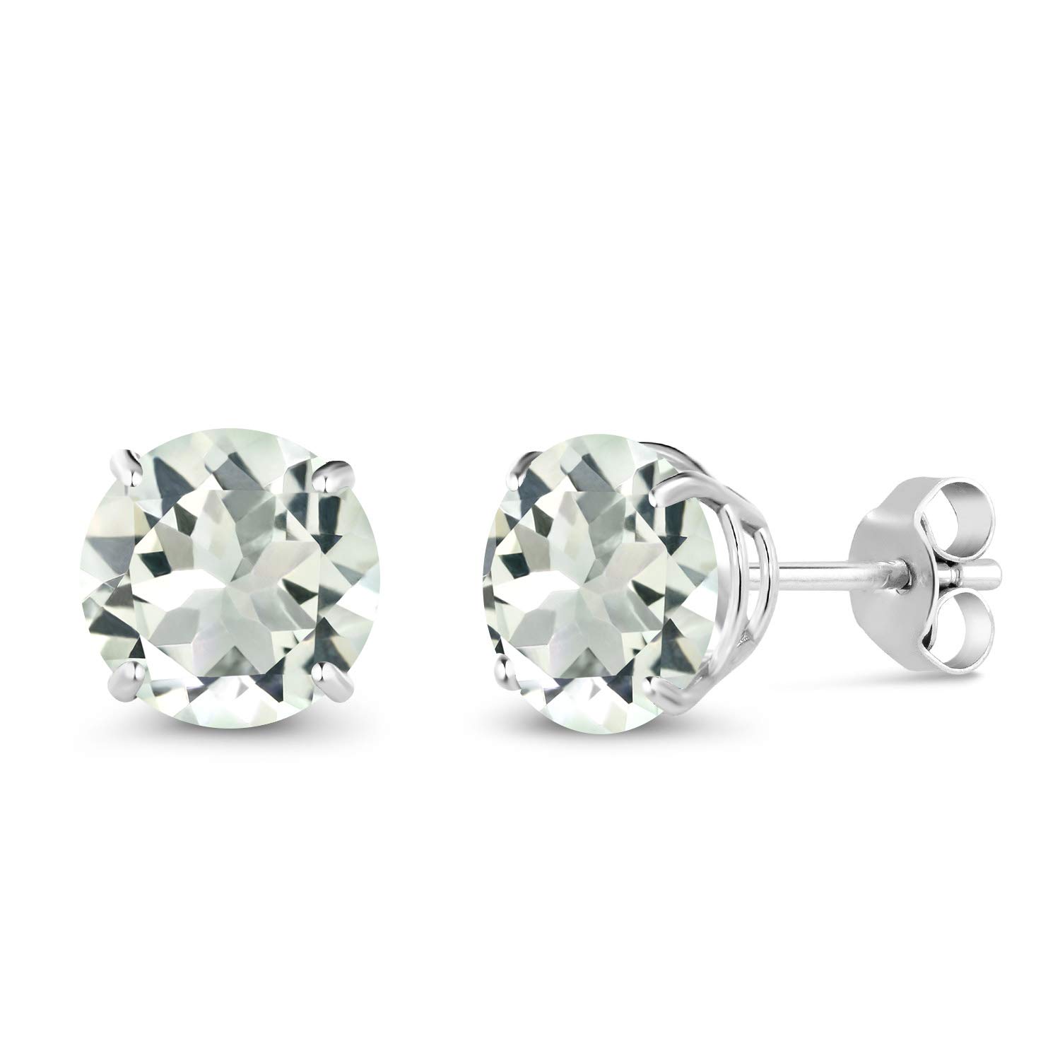 10K White Gold Round 7MM Gemstone Birthstone Stud Earrings for Women & Men | Genuine Birthstone Jewelry Gift for Anniversary, Birthday & Special Occasions | Gem Stone King