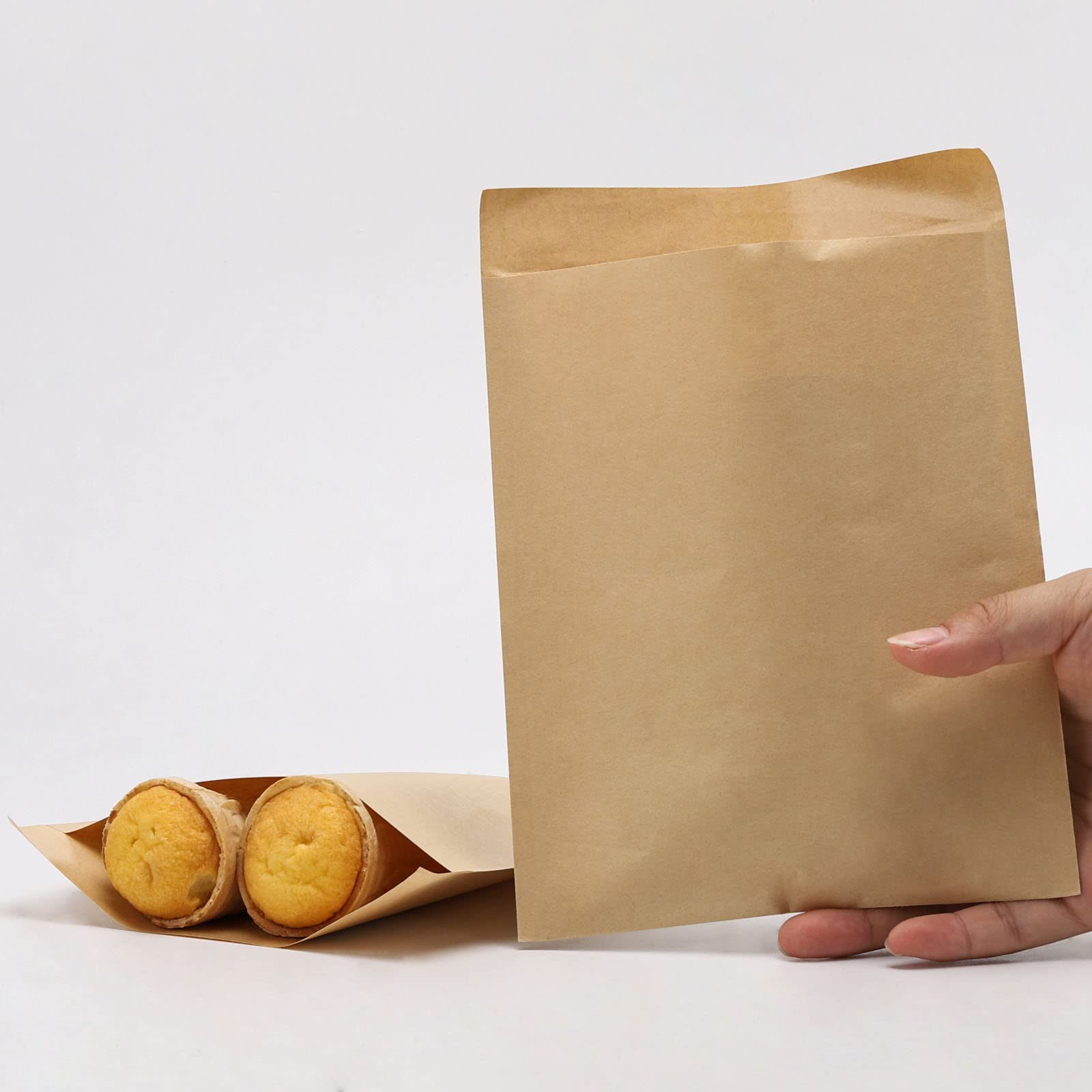 200 Pcs Kraft Paper Treat Bags with Wax Lining - 5.9 x 7.9 Inch Brown Bakery Bags for Cookies, Bread, Snacks | Perfect for Party Favors, Gift Packaging & Food Storage