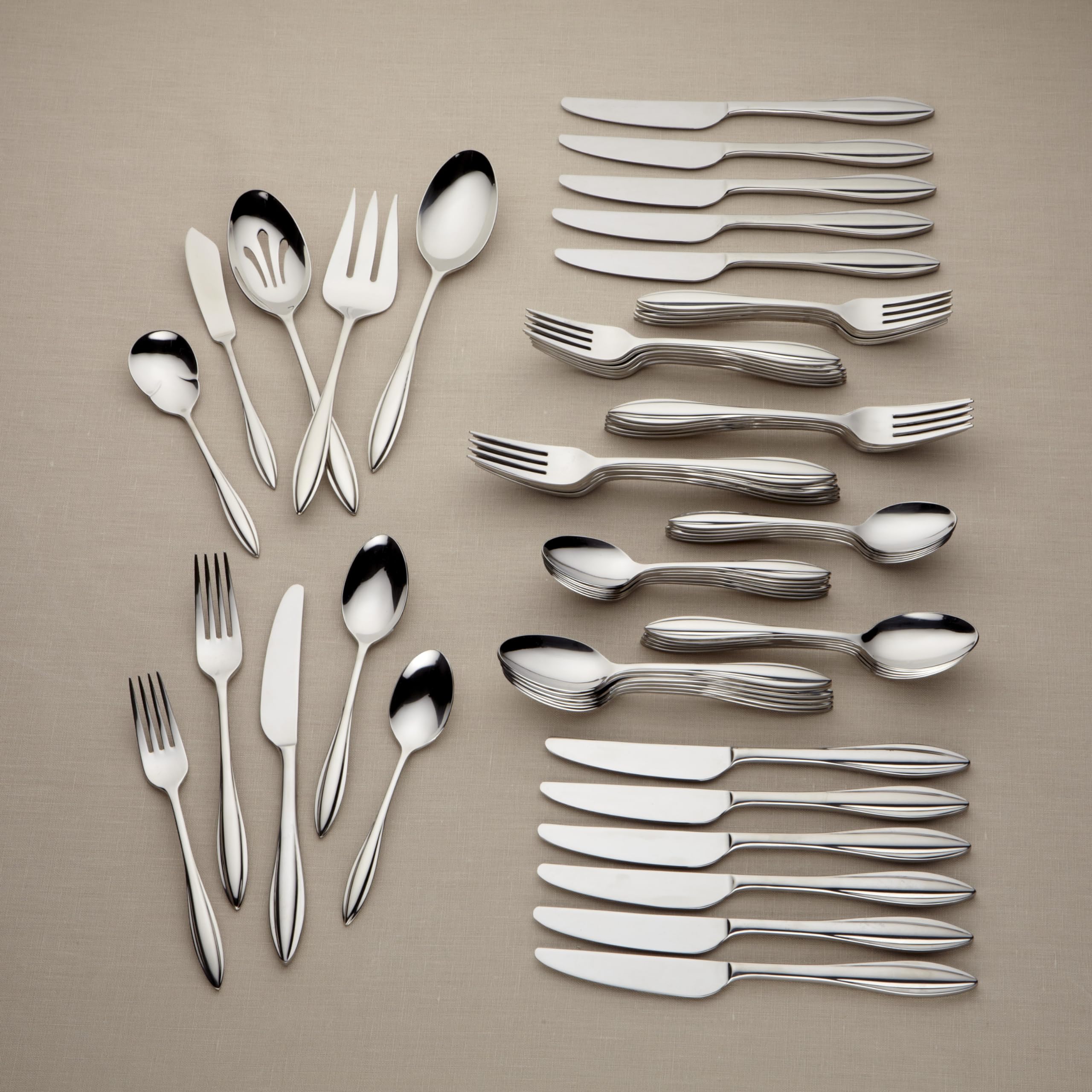 Lenox Sculpt 65-Piece Flatware Set, Stainless Steel Silverware with Mirror Polished Finish - Elegant Dining Utensils for Wedding, Holiday Dinner & Formal Occasions