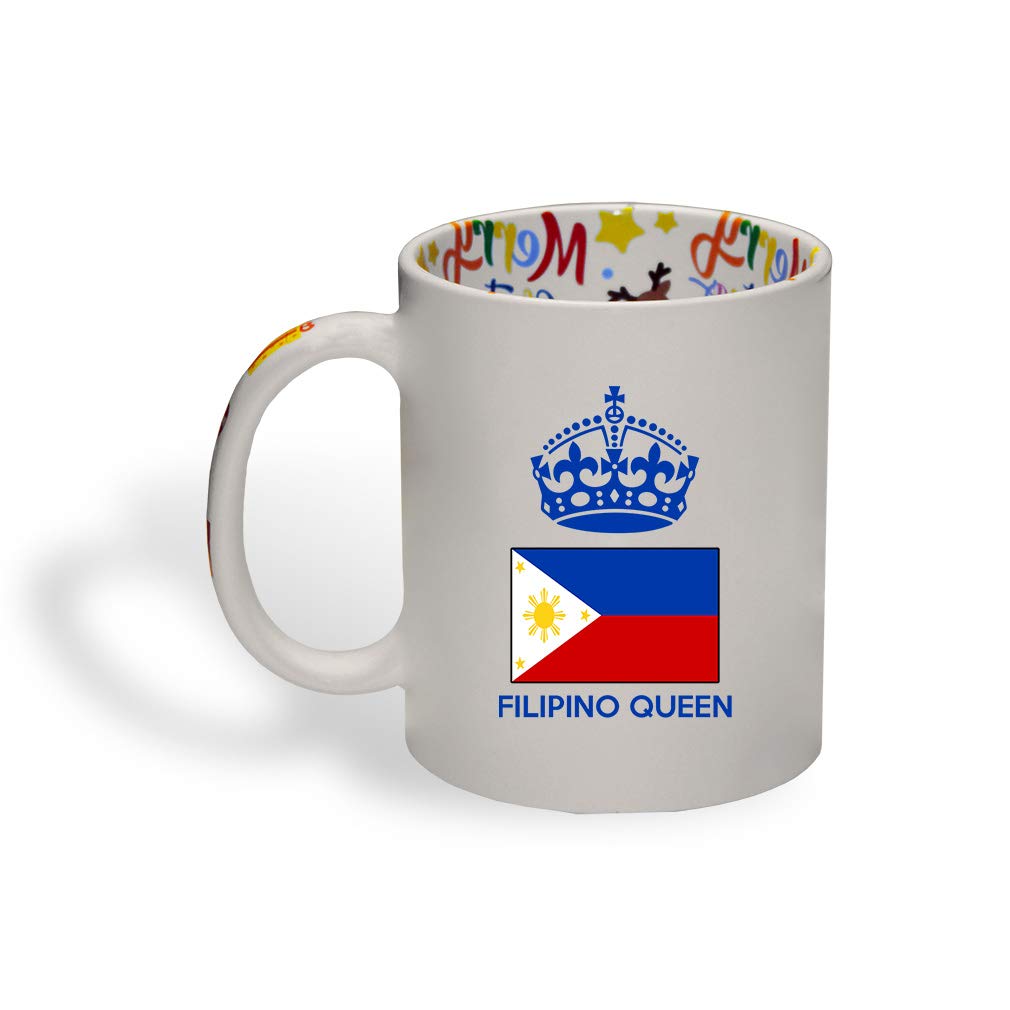 Funny Ceramic Christmas Coffee Mug with Filipino Queen Crown Design - Perfect for Holiday Gifts, Office Humor & Tea Lovers