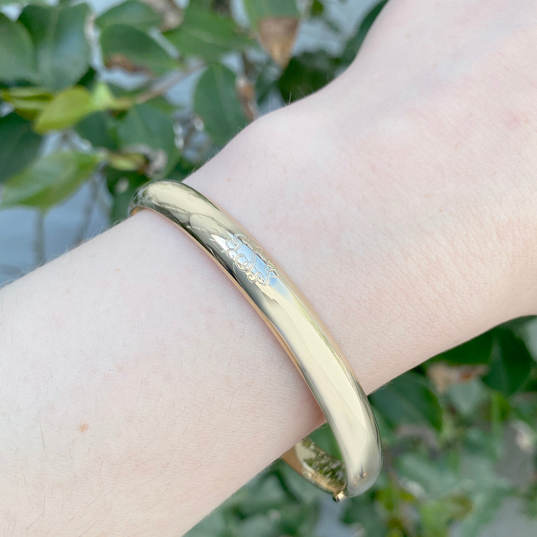14K Gold Filled 8mm Plain Bangle Bracelet for Women - Minimalist Stackable Jewelry for Everyday Wear & Special Occasions