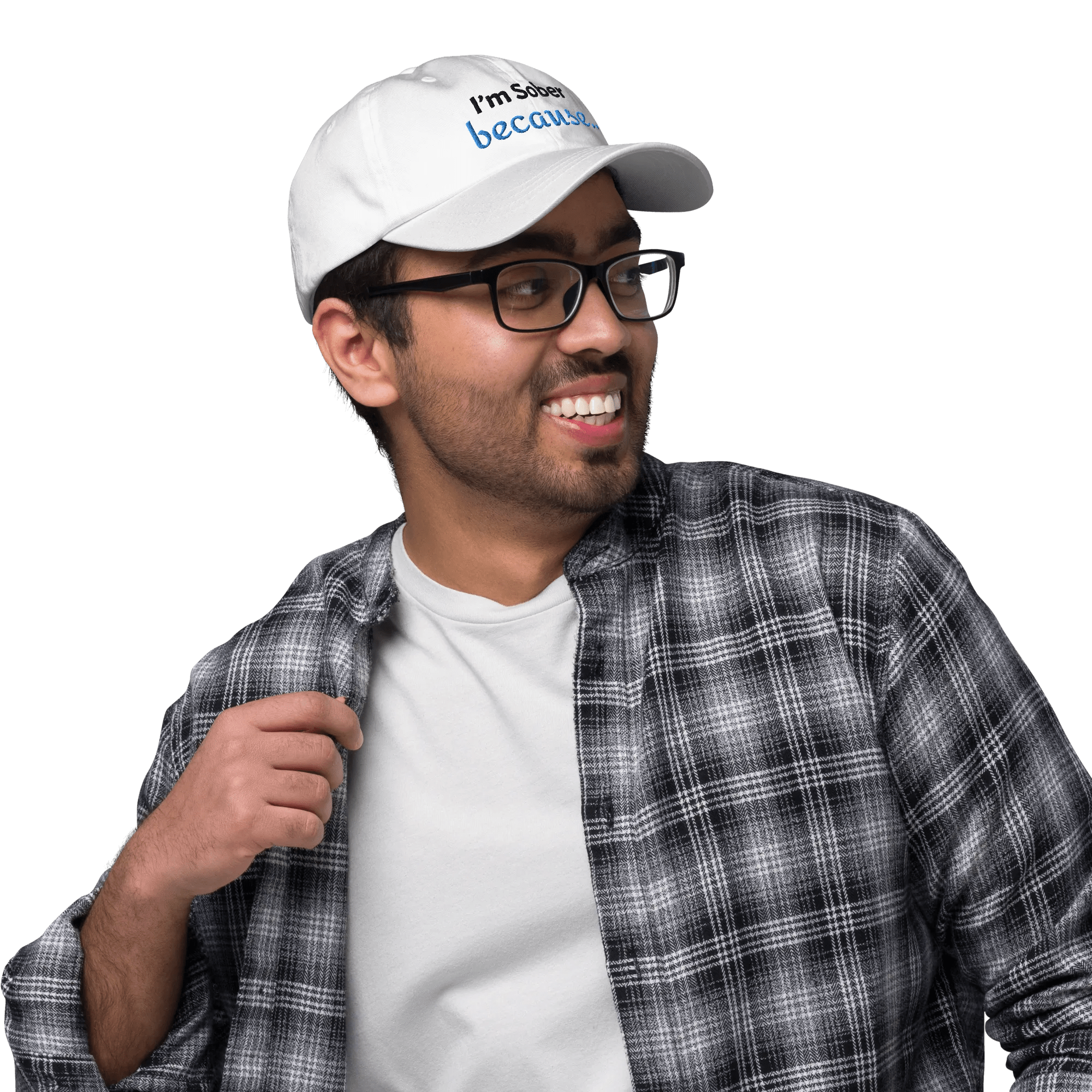 I'm Sober, Because... Dad Hat - Motivational Sobriety Baseball Cap for Men & Women - Perfect for Recovery Meetings, AA Support & Daily Encouragement
