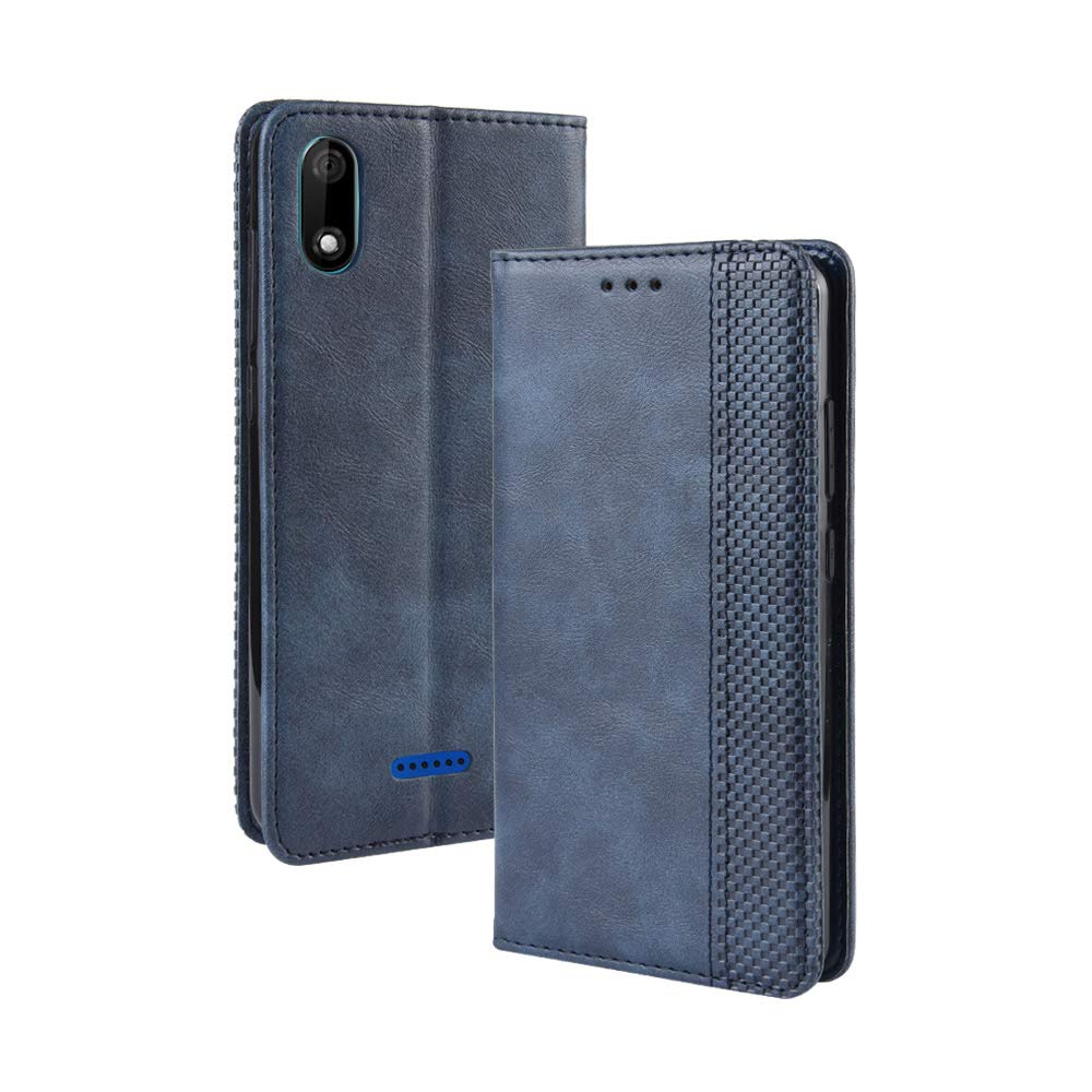 Premium PU Leather Flip Case Cover for Wiko Y60 M2605 - Slim Protective Phone Case with Card Slots (Blue) | Perfect for Work, Travel & Everyday Use