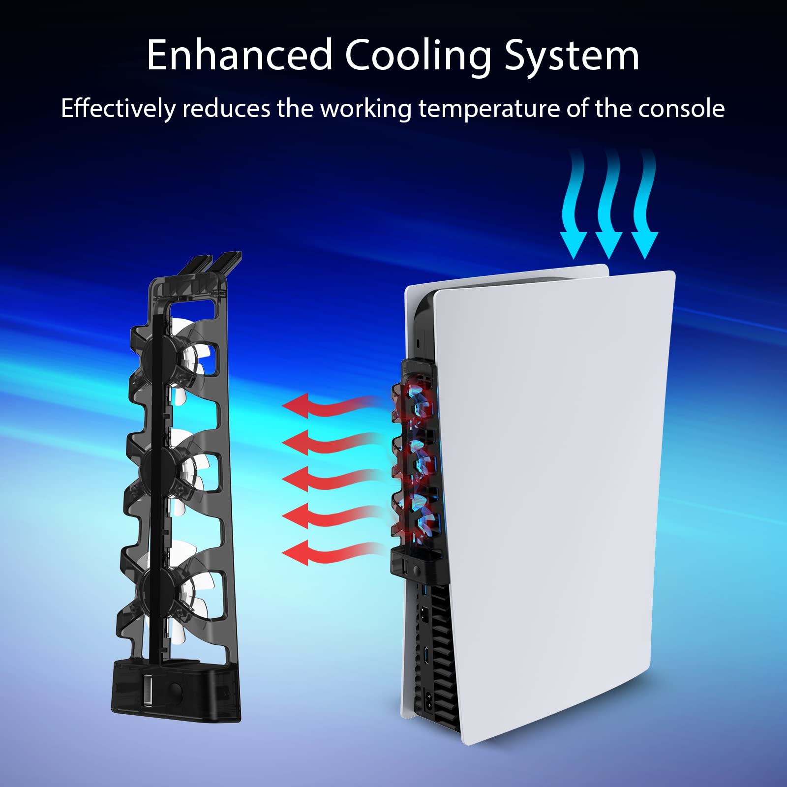 NexiGo PS5 Accessories Kit - Wall Mount with Charging Station, LED Cooling Fan & Efficient Cooling System for PlayStation 5 (Disc/Digital) - Perfect for Gaming Setup & Home Entertainment