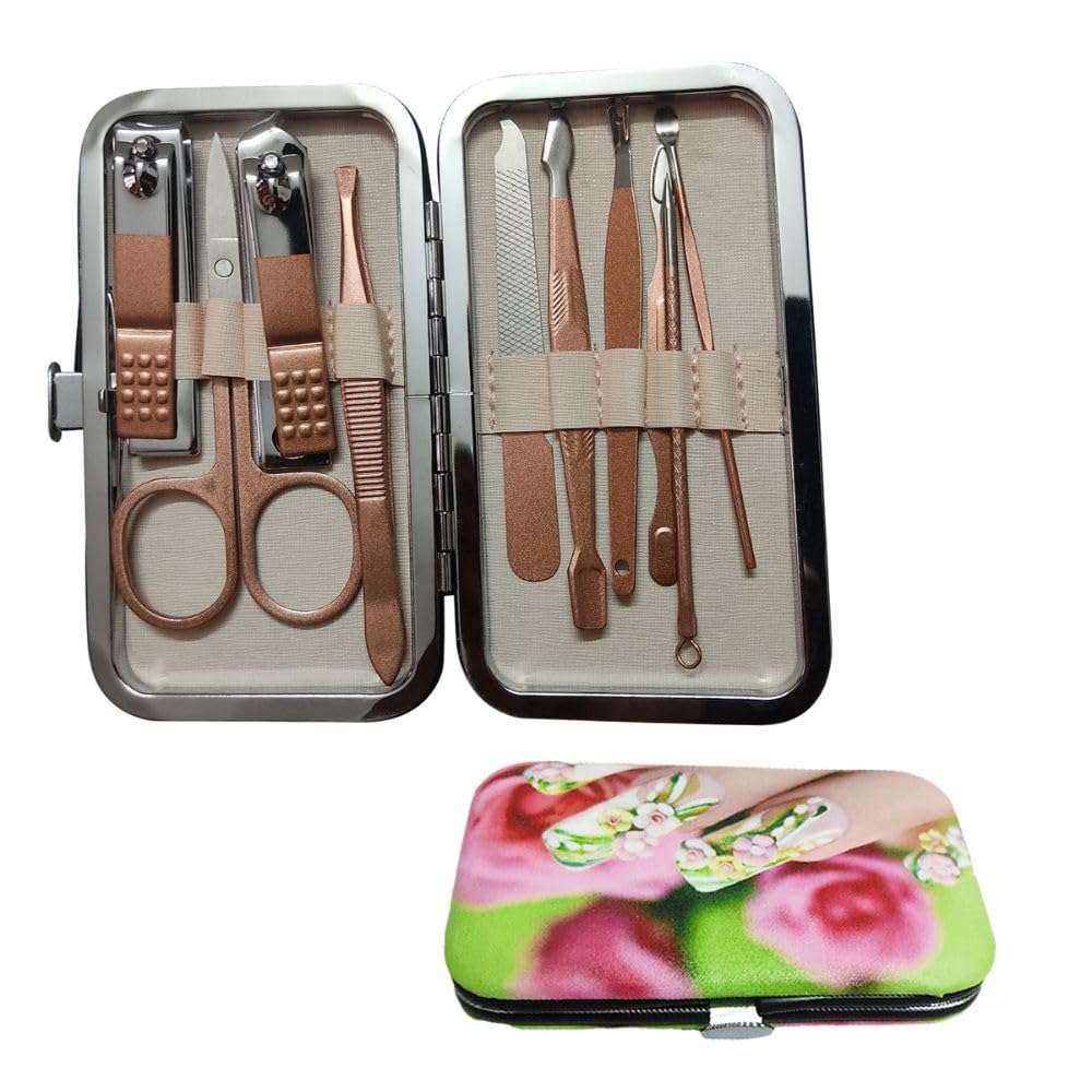 10-Piece Professional Manicure Kit for Women & Men - Nail Clippers, Acne Needle, Blackhead Remover Tools | Rose Gold Travel Grooming Set | Perfect Gift for Her & Him | Home, Travel & Salon Use