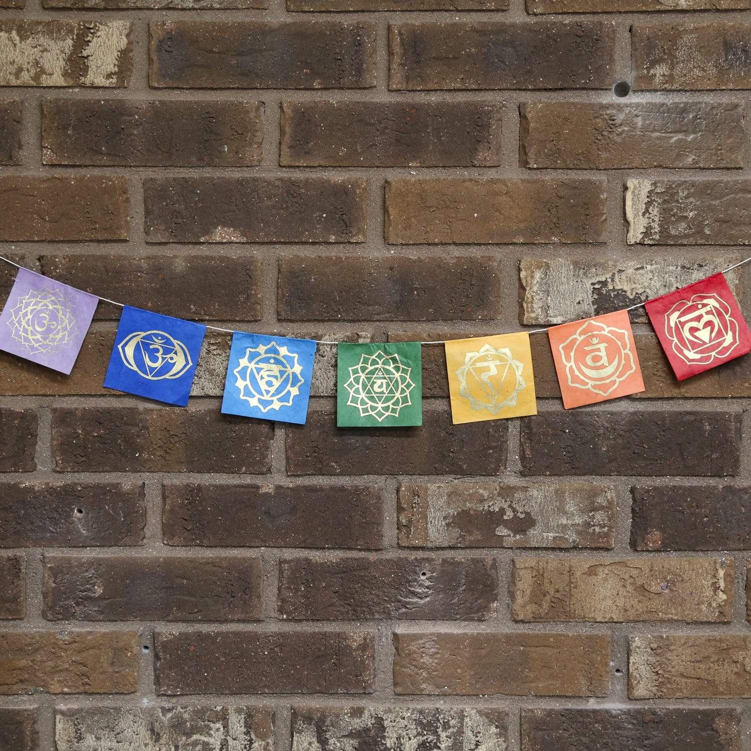 7 Chakra Lokta Paper Prayer Flags - Handmade Nepalese Spiritual Decor for Meditation, Yoga & Home Blessing | Perfect for Healing Spaces, Altars & Outdoor Gardens